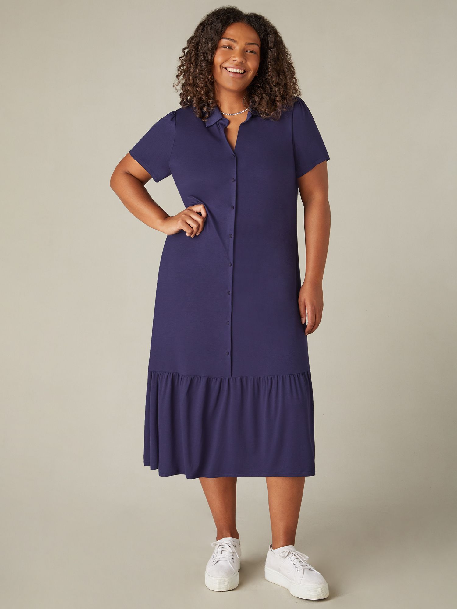 Live Unlimited Curve Jersey Shirt Midaxi Dress, Blue, 26