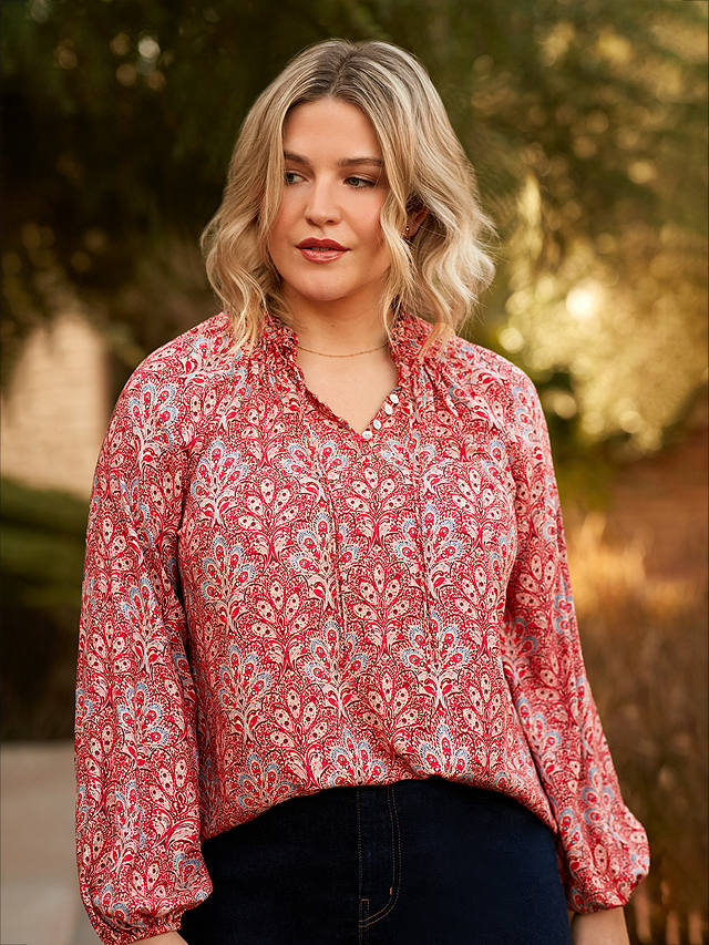 Live Unlimited Curve Paisley Print Blouse, Red/Paisley