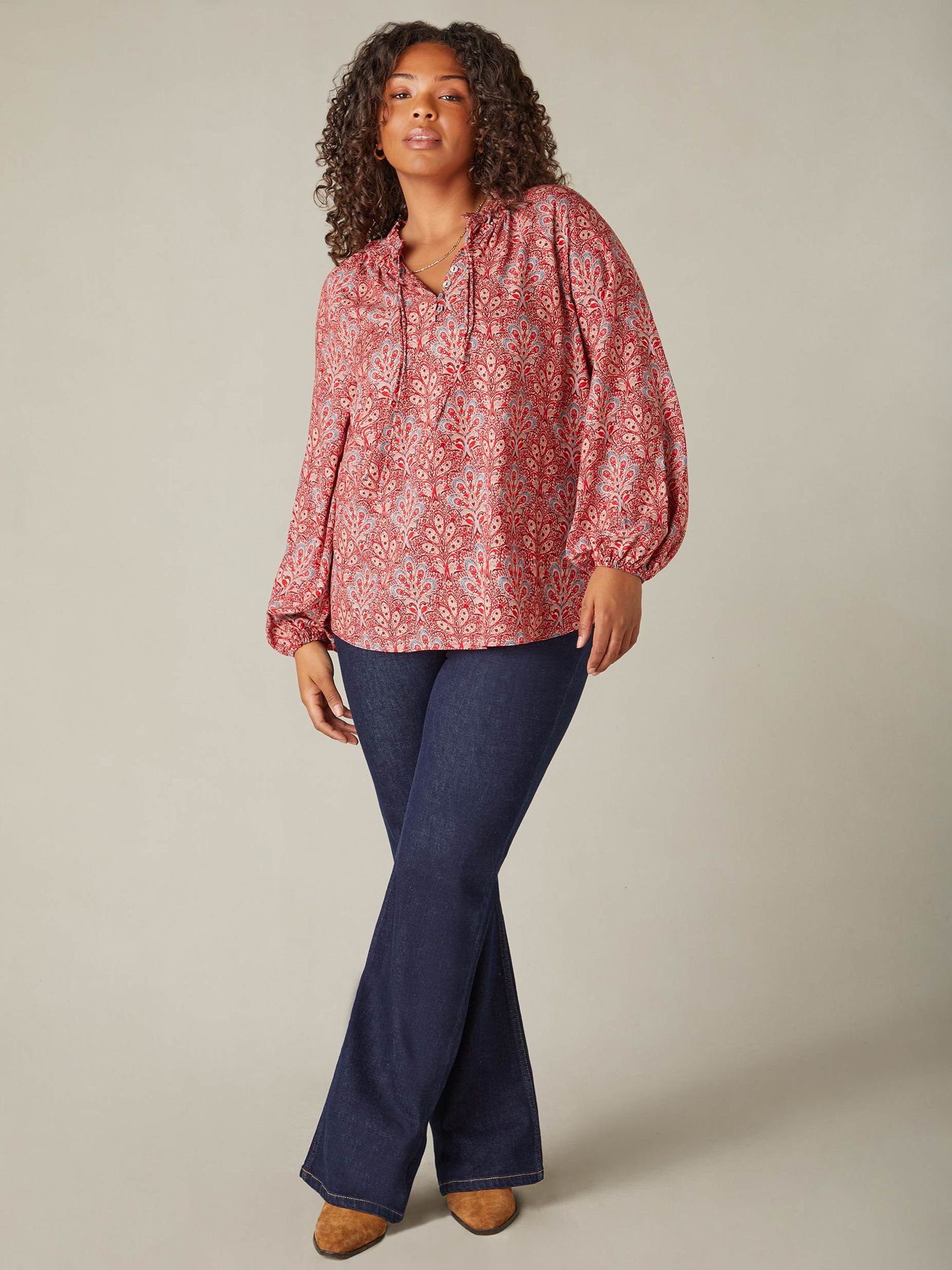 Adult 60's Paisley Top and Black Bell Bottom Pants - Candy Apple