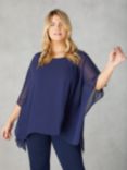 Live Unlimited Curve Chiffon Overlay Hanky Hem Top, Blue