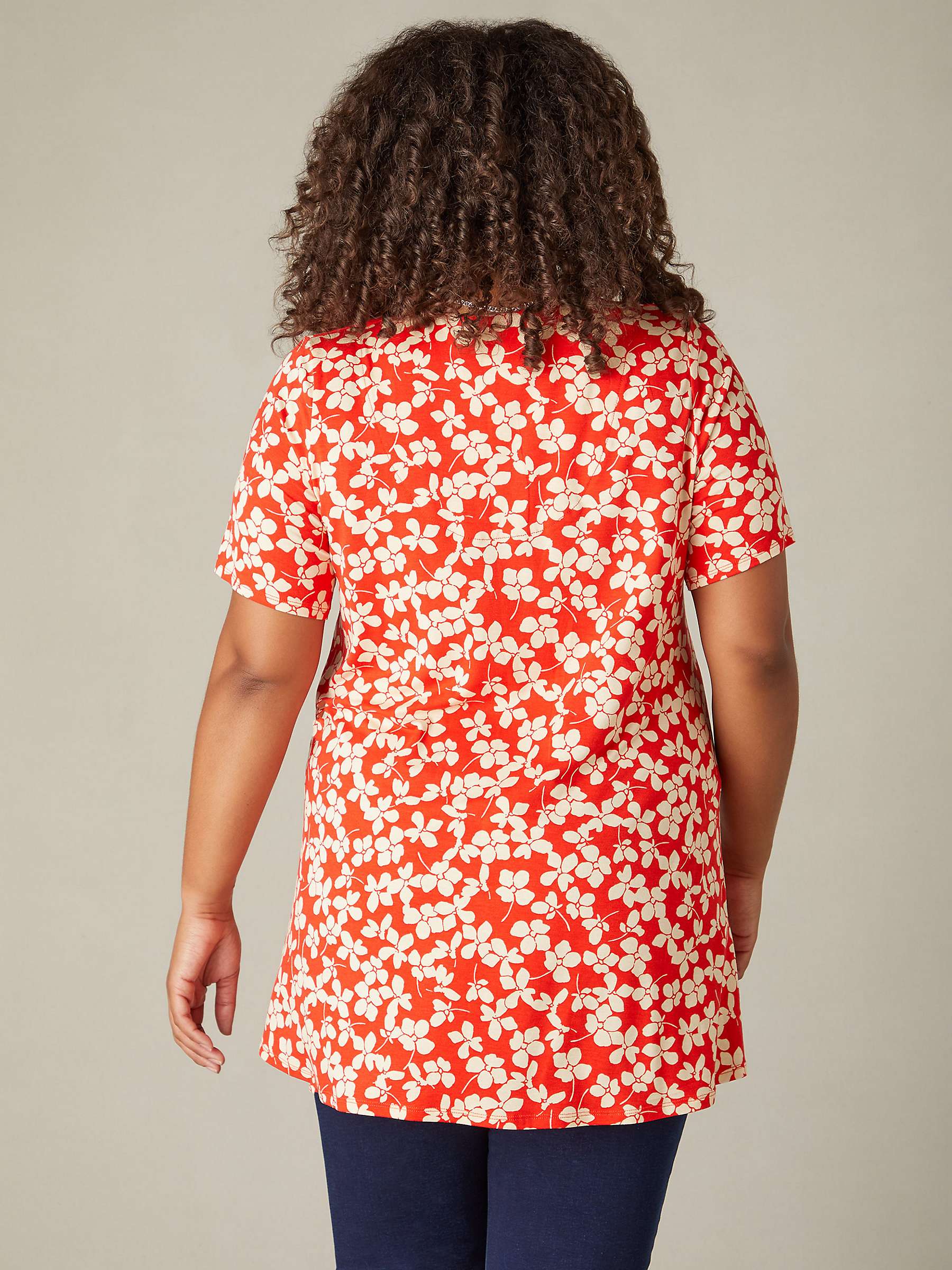 Buy Live Unlimited Curve Ditsy Print Jersey Pleat Front Top, Red/White Online at johnlewis.com