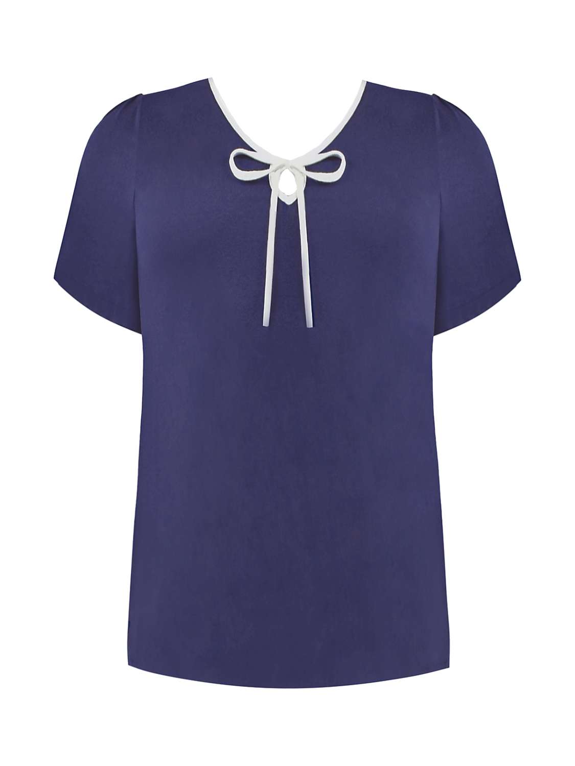 Buy Live Unlimited Curve Contrast Tie Front Top, Navy Online at johnlewis.com