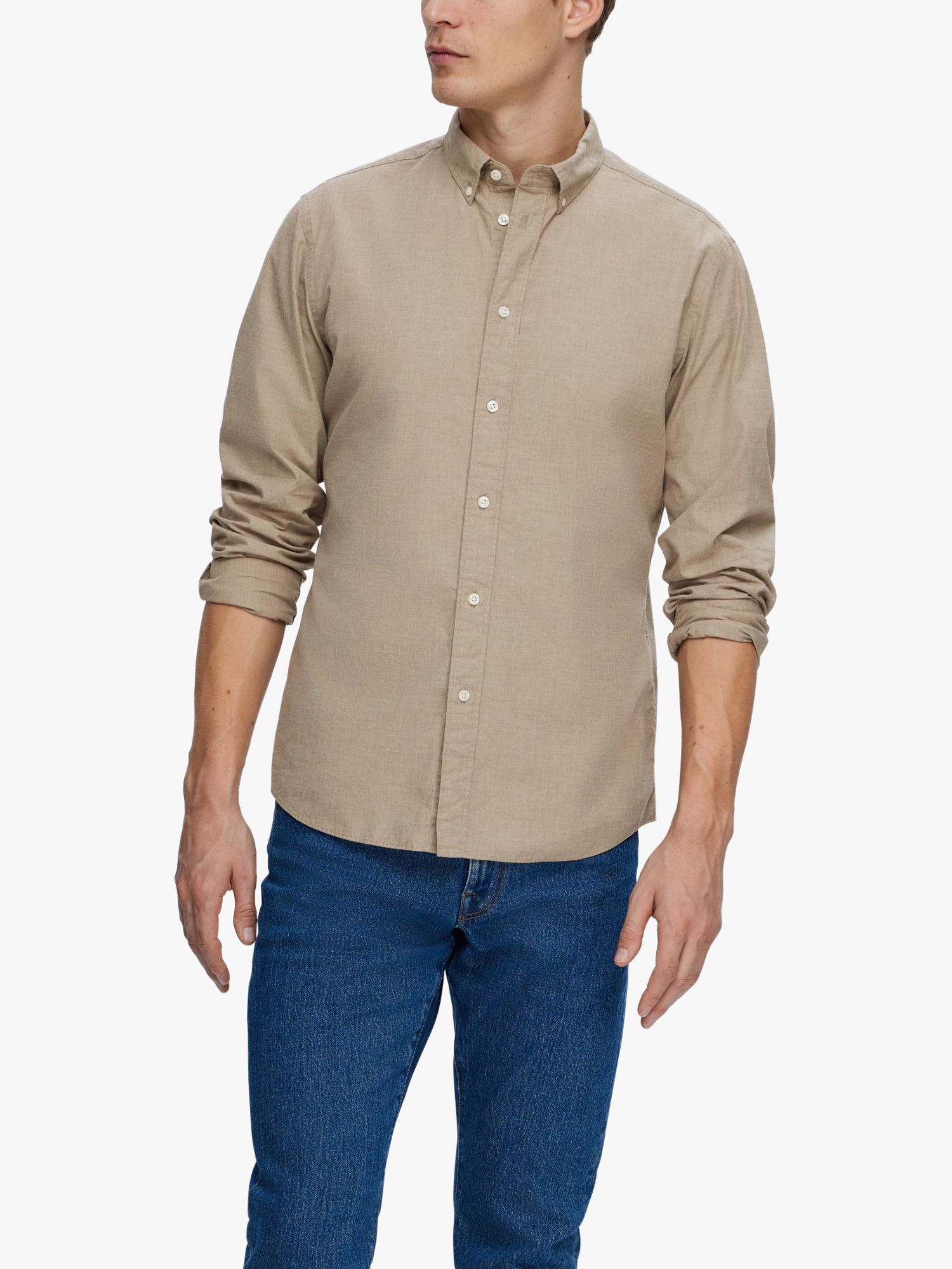 SELECTED HOMME Poplin Long Sleeve Shirt, Morel, S