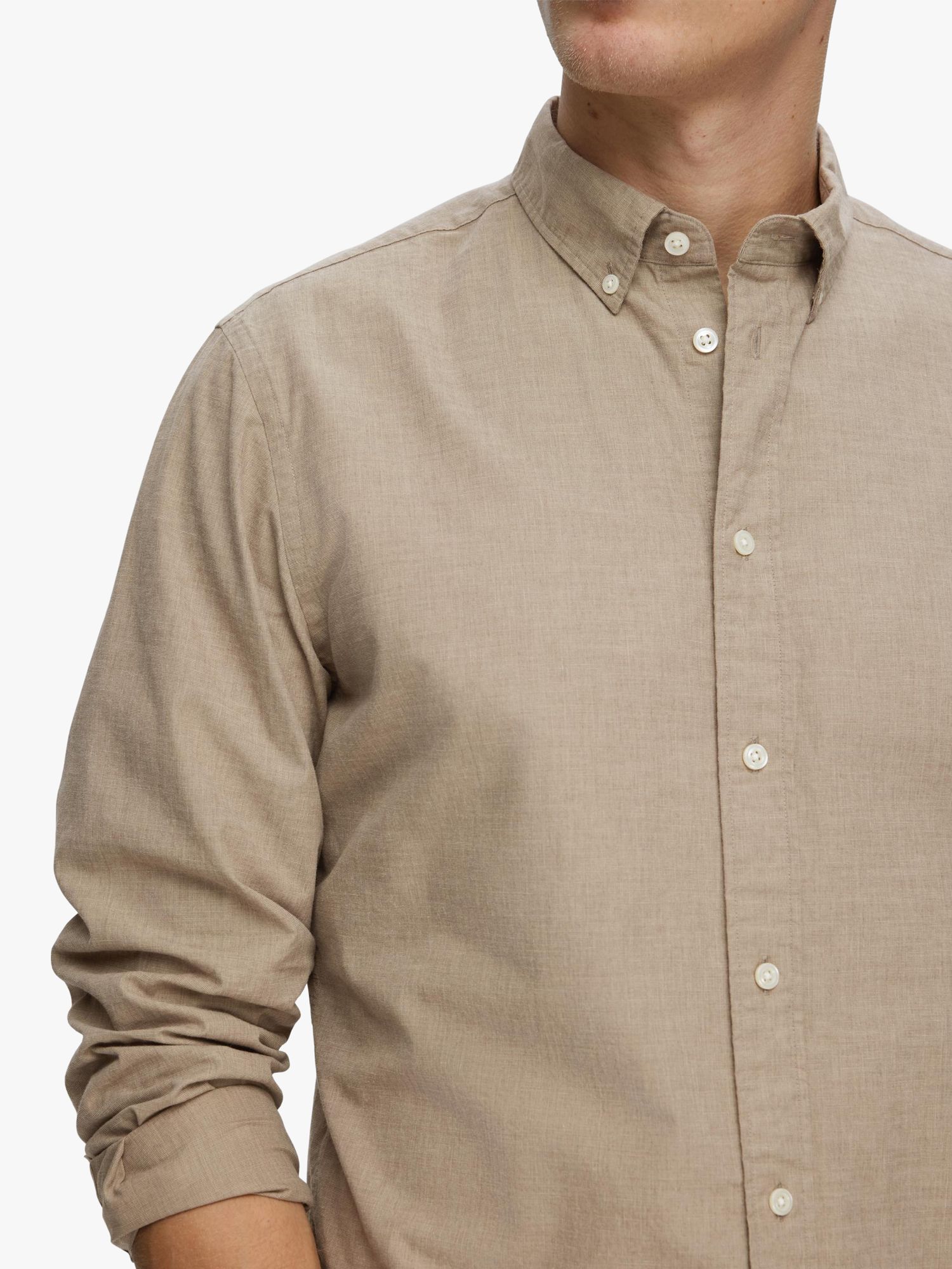 SELECTED HOMME Poplin Long Sleeve Shirt, Morel, S