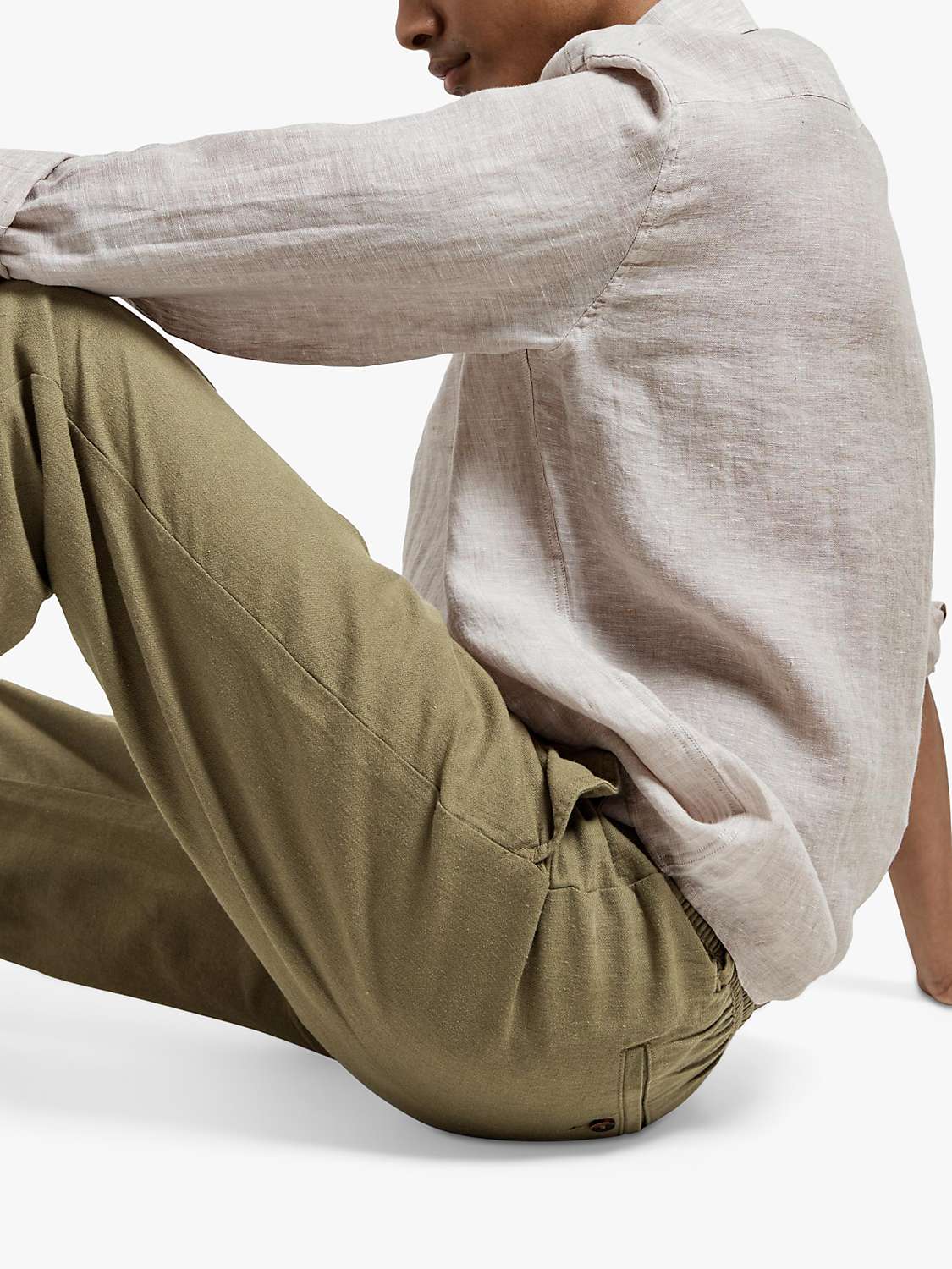 Buy SELECTED HOMME Brody Linen Chino Trousers, Burnt Olive Online at johnlewis.com