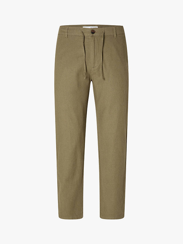 SELECTED HOMME Brody Linen Chino Trousers, Burnt Olive