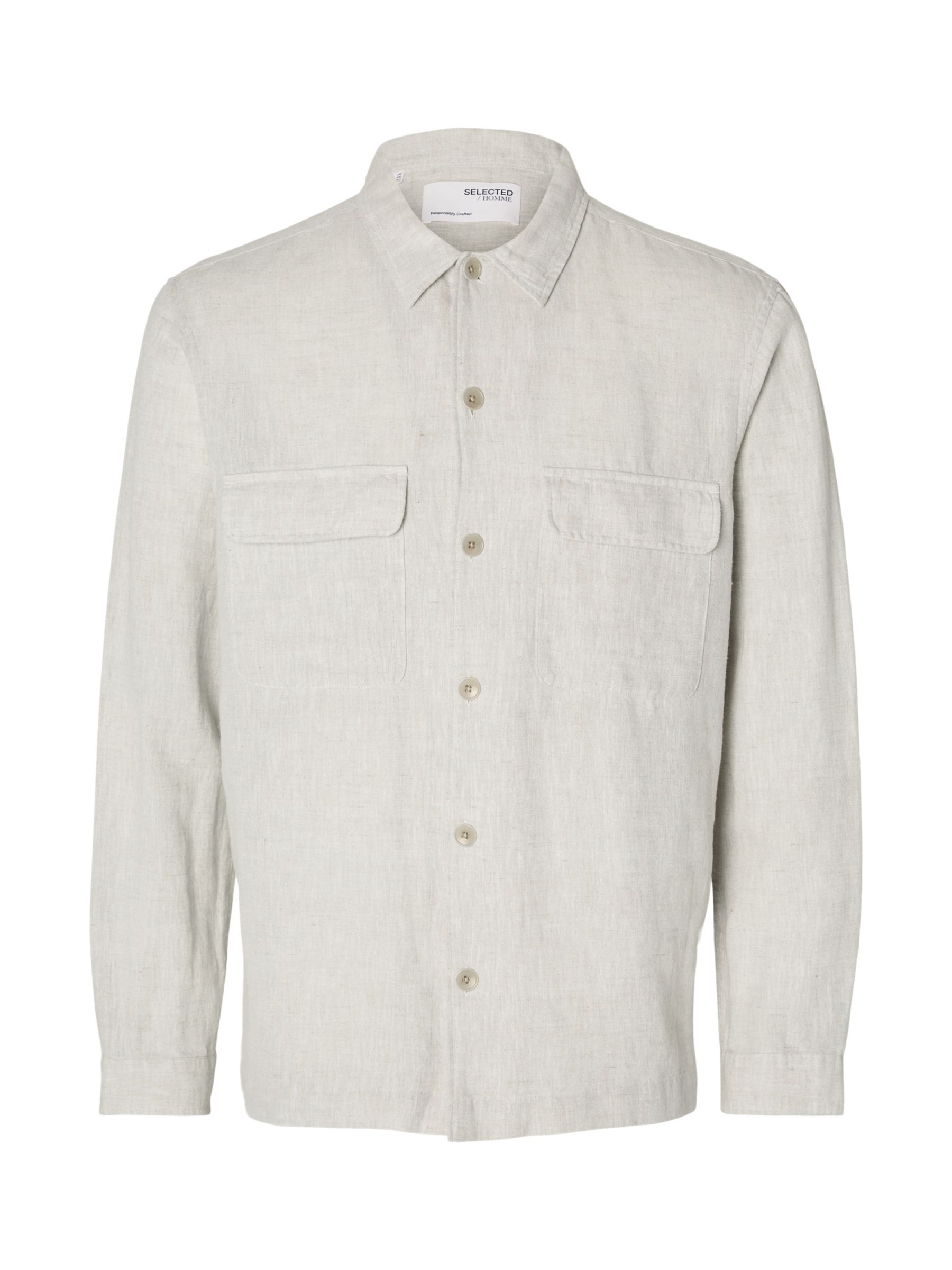 SELECTED HOMME Linen Overshirt, Pure White, S