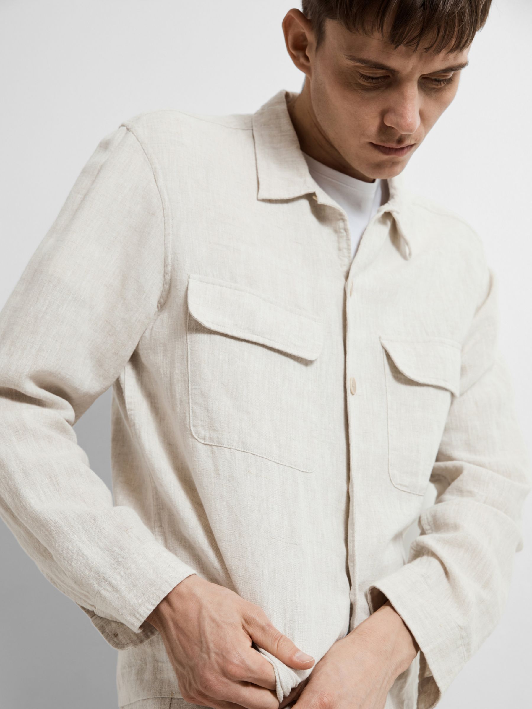 Buy SELECTED HOMME Linen Overshirt Online at johnlewis.com