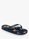 Billabong Kids' Tides Floral Print Beach Flip Flops, Dark Navy