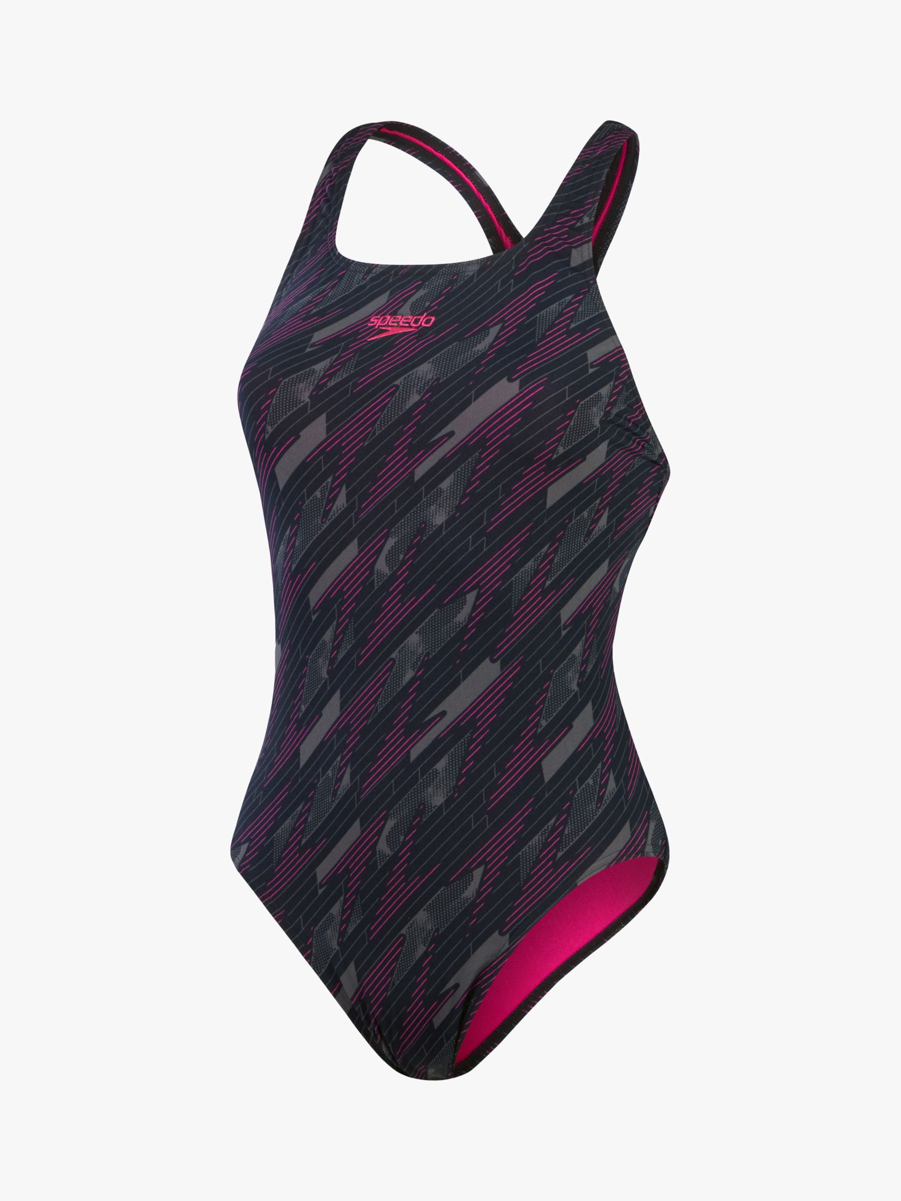 Speedo Hyperboom Medalist Swimsuit, Black/Pink, 40