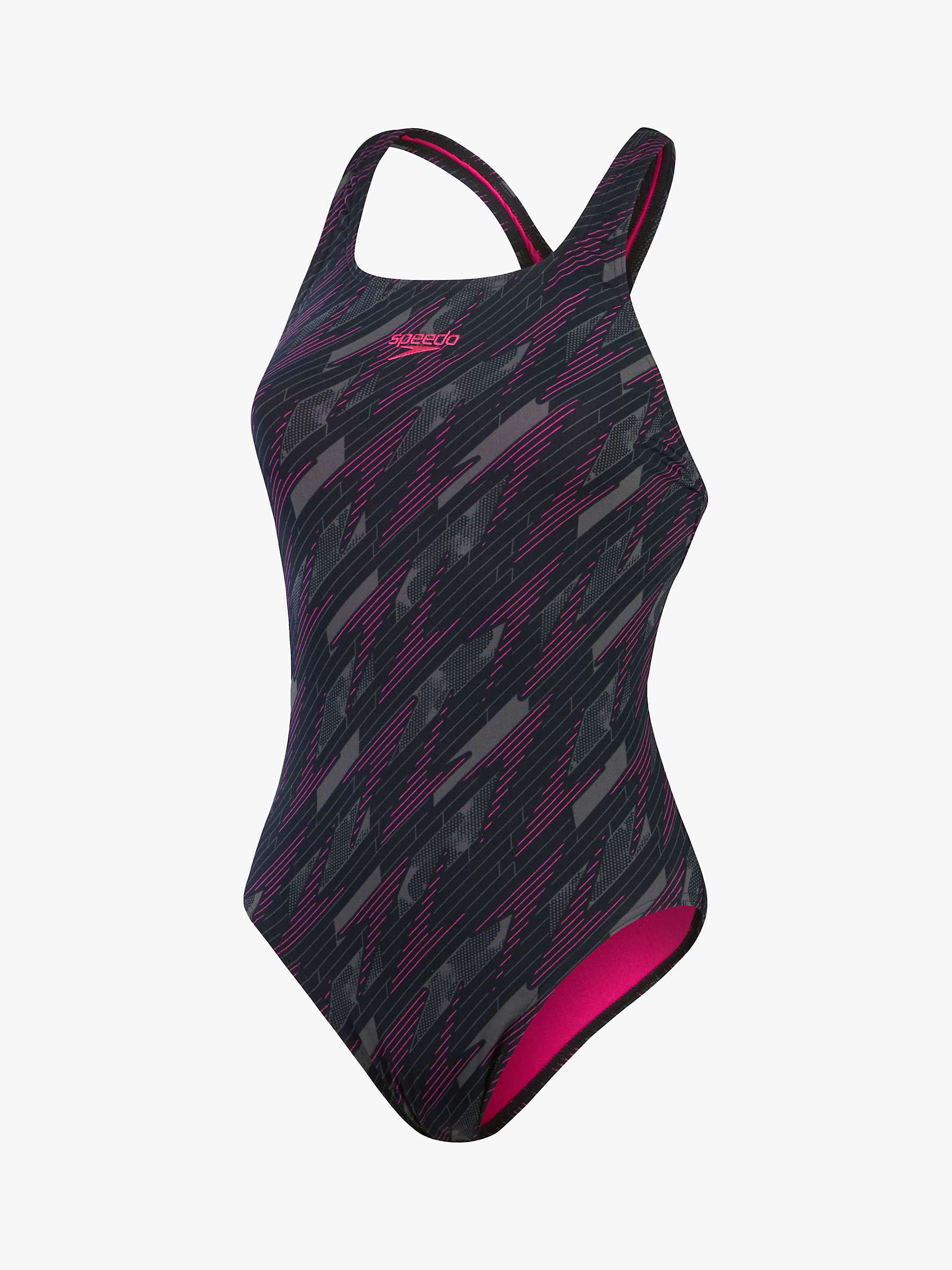 Buy Speedo Hyperboom Medalist Swimsuit, Black/Pink Online at johnlewis.com