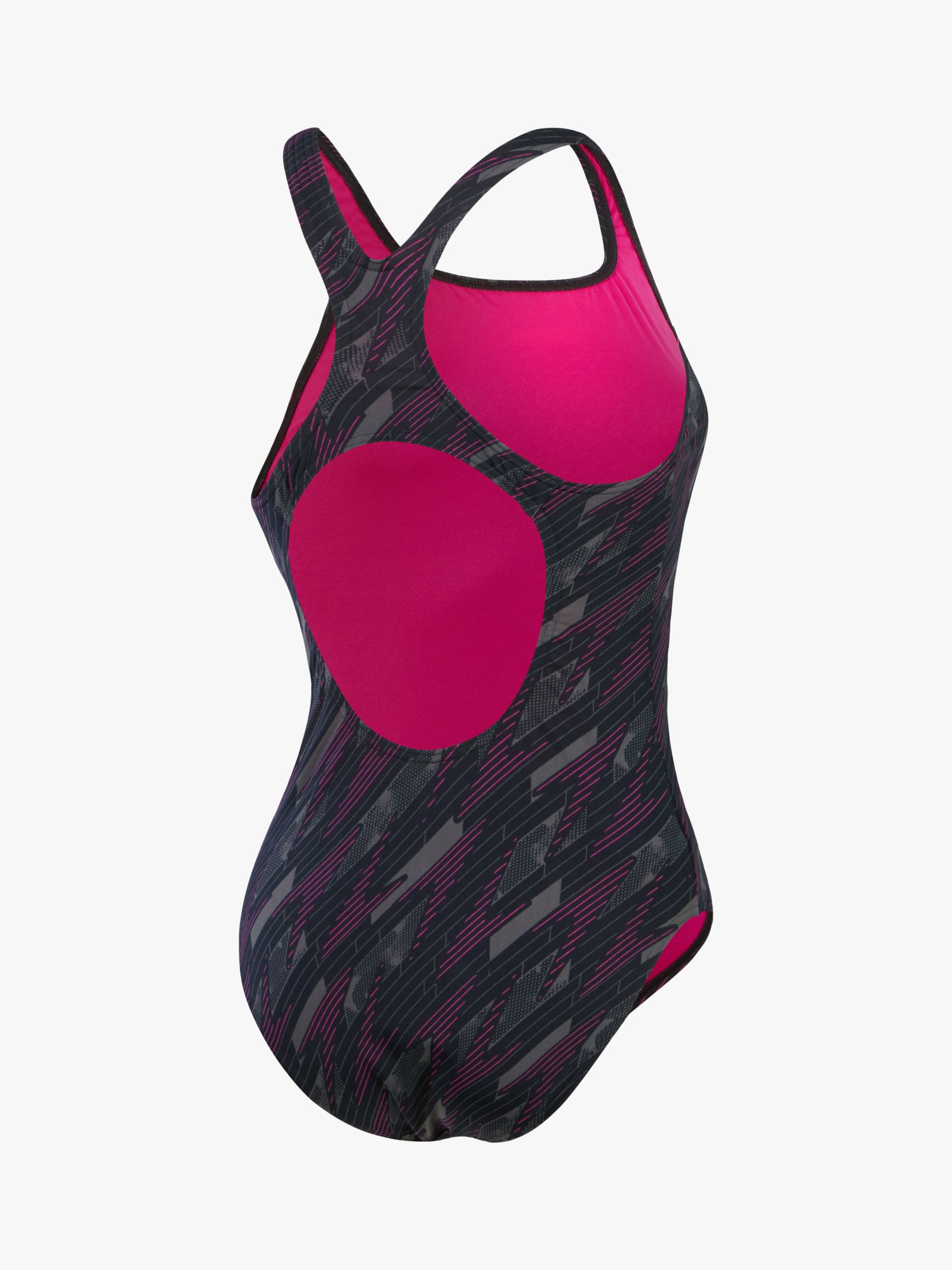 Buy Speedo Hyperboom Medalist Swimsuit, Black/Pink Online at johnlewis.com