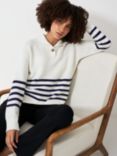 Crew Clothing Collar Detail Stripe Jumper, Navy Blue, Navy Blue