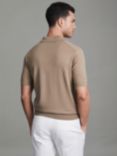 Reiss Duchie Short Sleeve Wool Polo Shirt, Camel