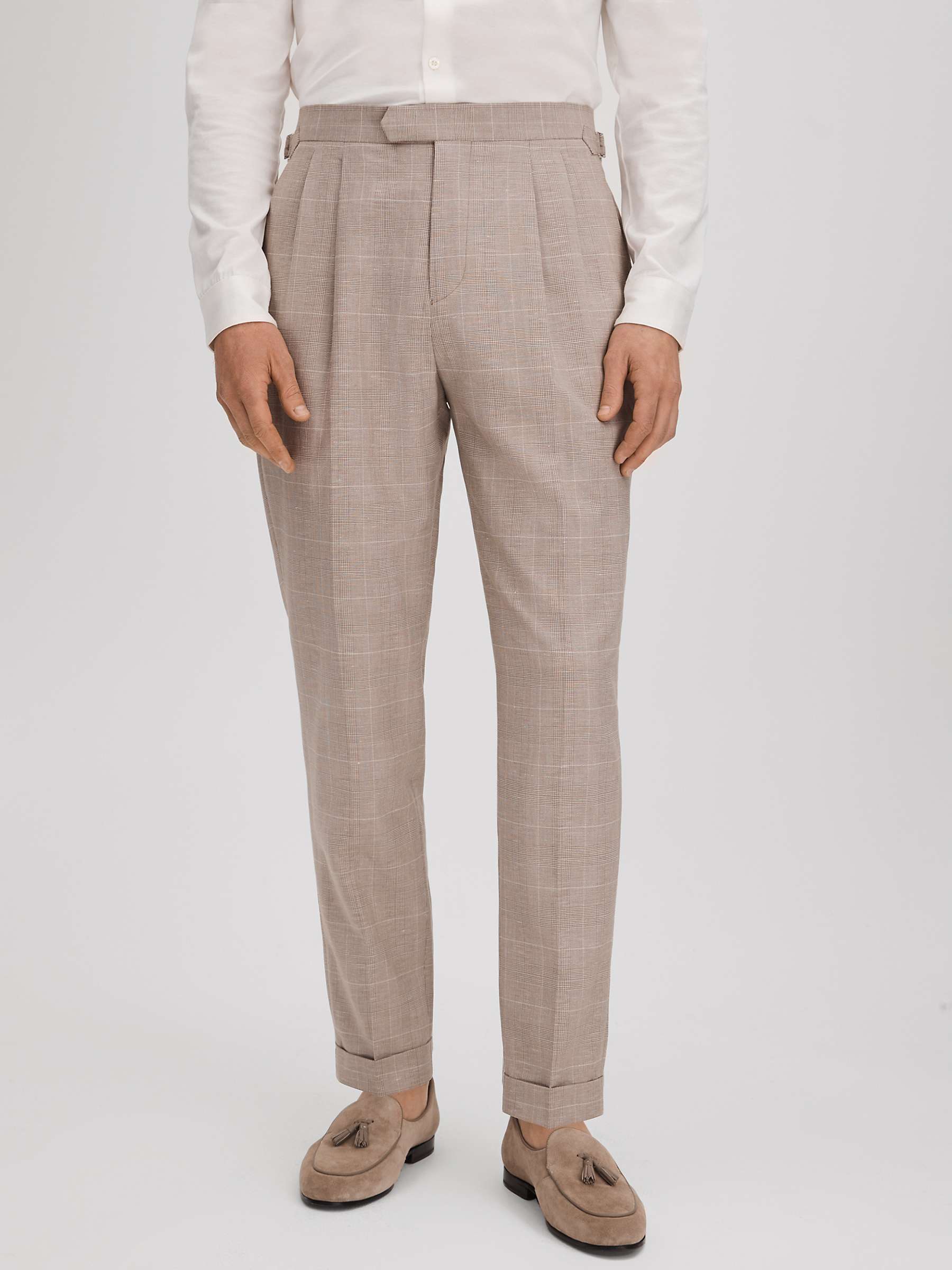 Buy Reiss Collect Hopsack Check Trousers, Oatmeal Online at johnlewis.com