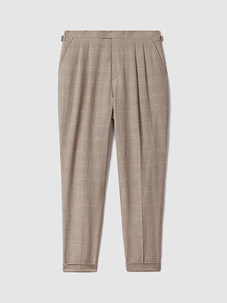 Reiss Collect Hopsack Check Trousers, Oatmeal