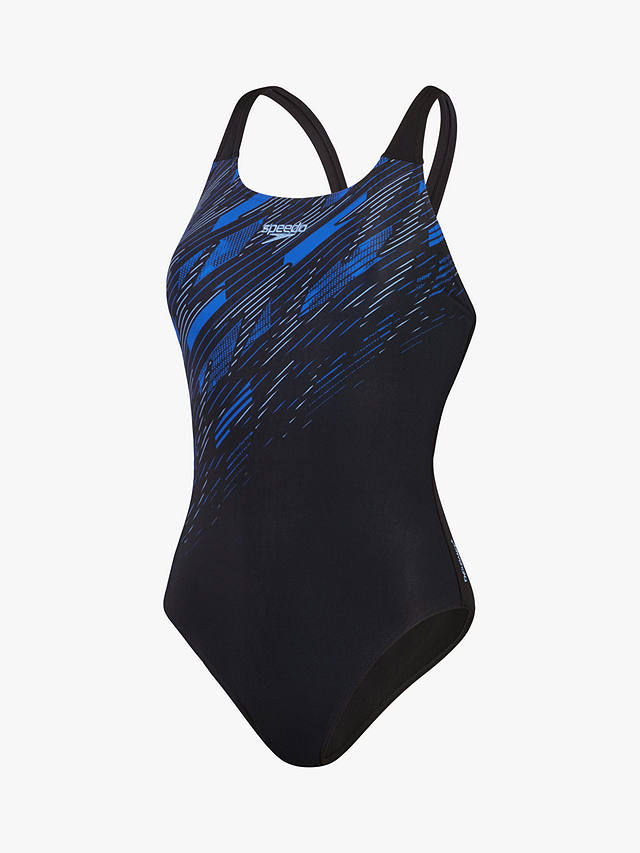 Speedo Hyper Placement Muscleback Swimsuit, Black/Cobalt
