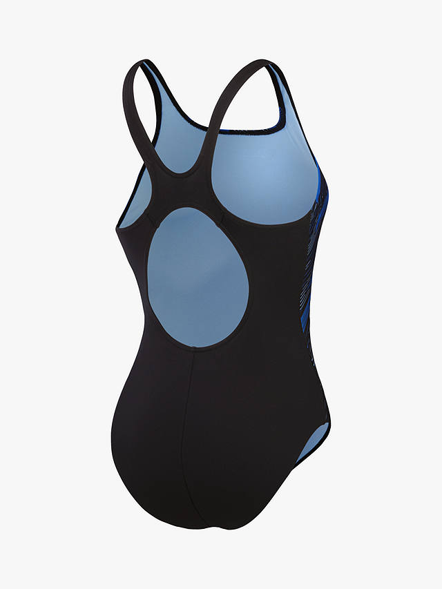 Speedo Hyper Placement Muscleback Swimsuit, Black/Cobalt