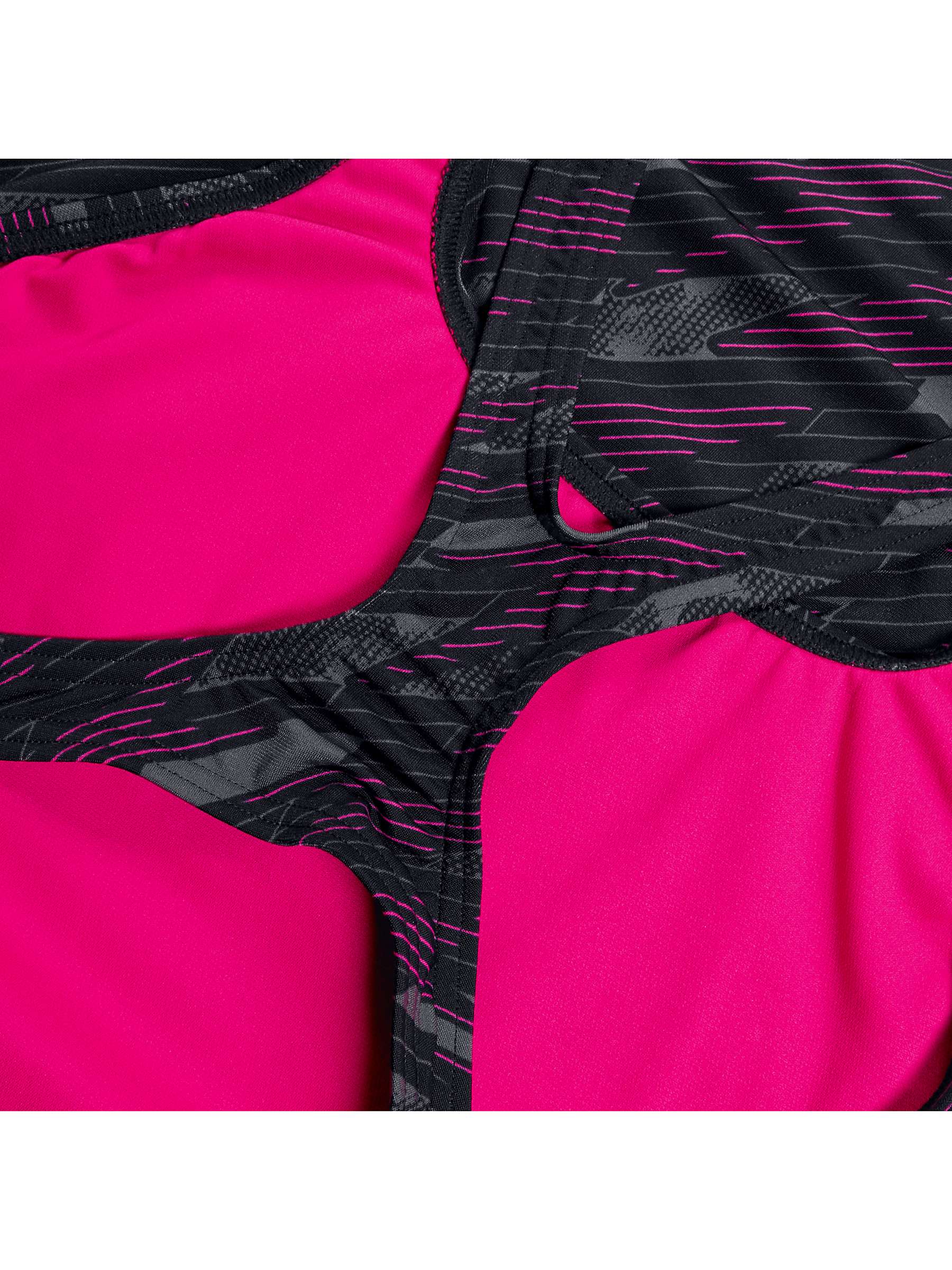 Buy Speedo Hyperboom Logo Print Muscleback Swimsuit, Black/Pink Online at johnlewis.com