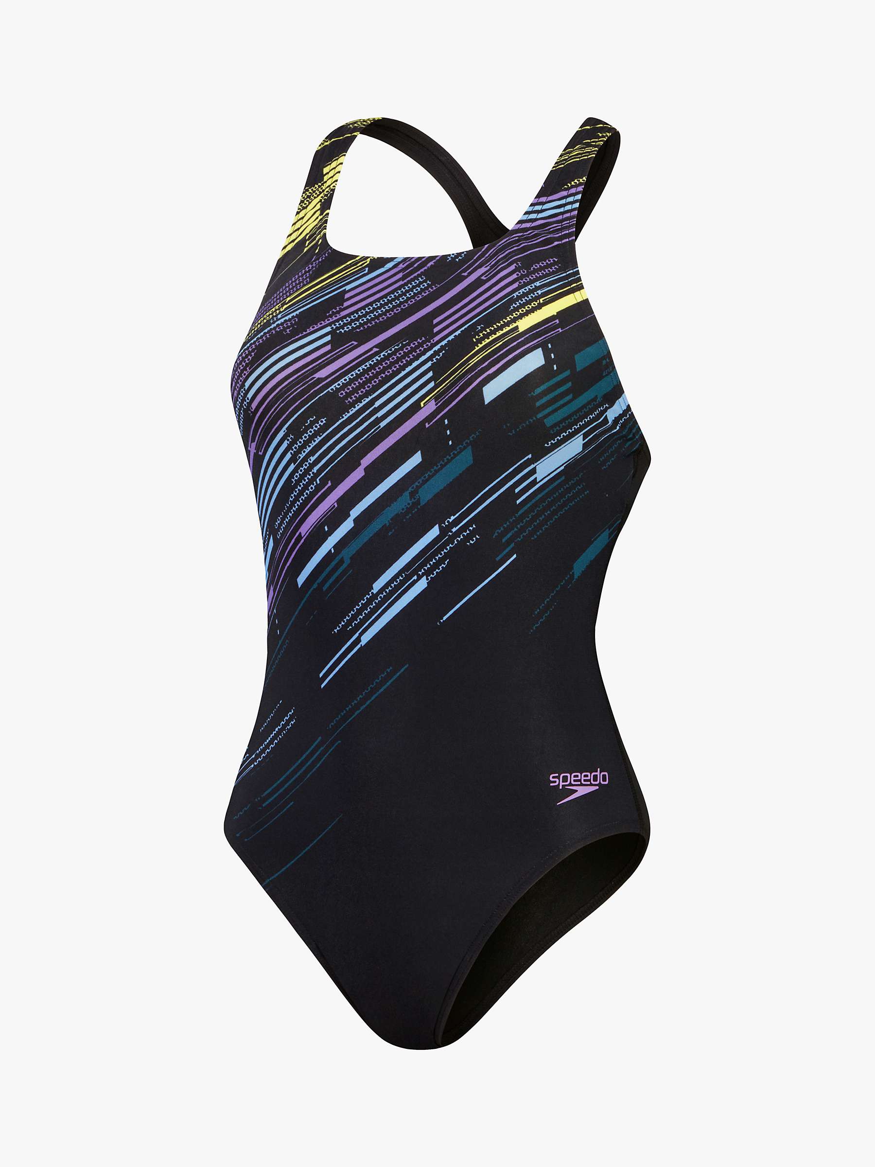 Buy Speedo Printed Medalist Recycled Swimsuit, Black Online at johnlewis.com