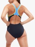 Speedo Placement Muscleback Swimsuit, True Navy/Lemon