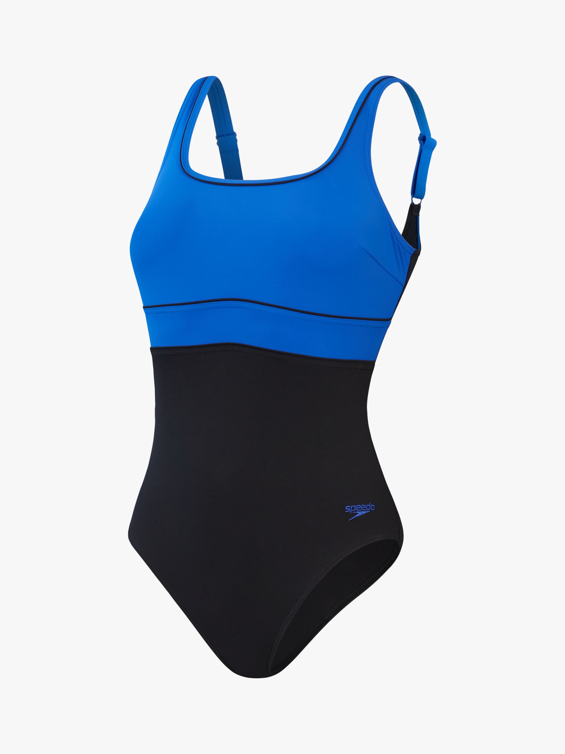 Speedo Women's Shaping ContourEclipse 1 Piece Swimsuit, Black/True Cobalt, 40