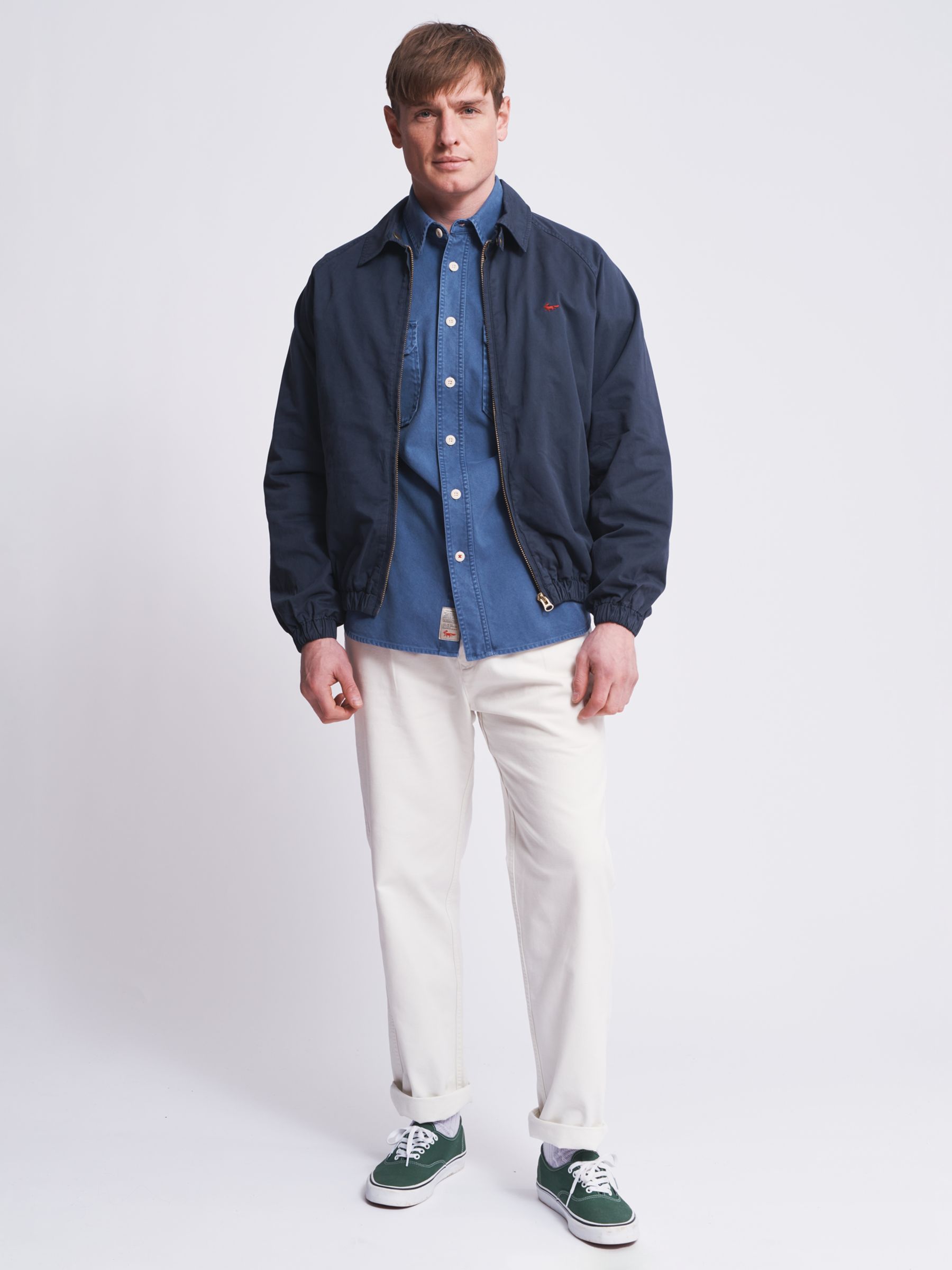 Aubin Stow Cotton Harrington Jacket, Navy at John Lewis & Partners
