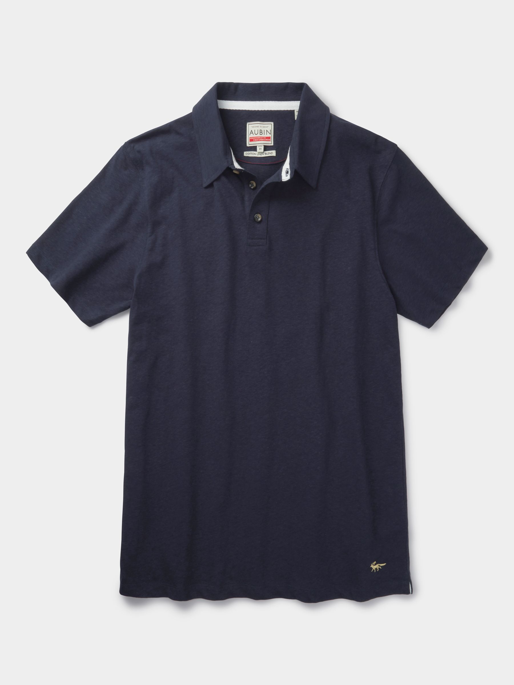 Aubin Arnold Linen Blend Polo Shirt, Navy, S