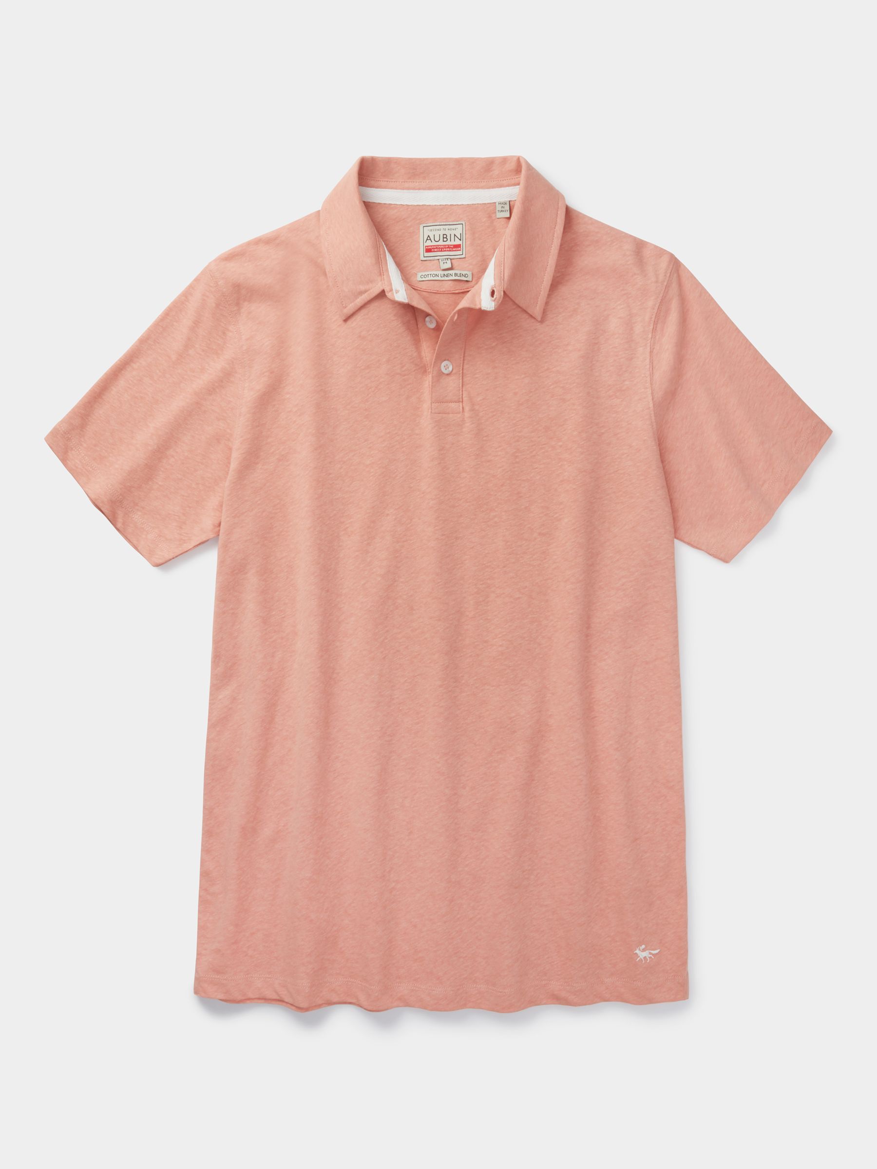 Aubin Arnold Linen Blend Polo Shirt, Clay, S