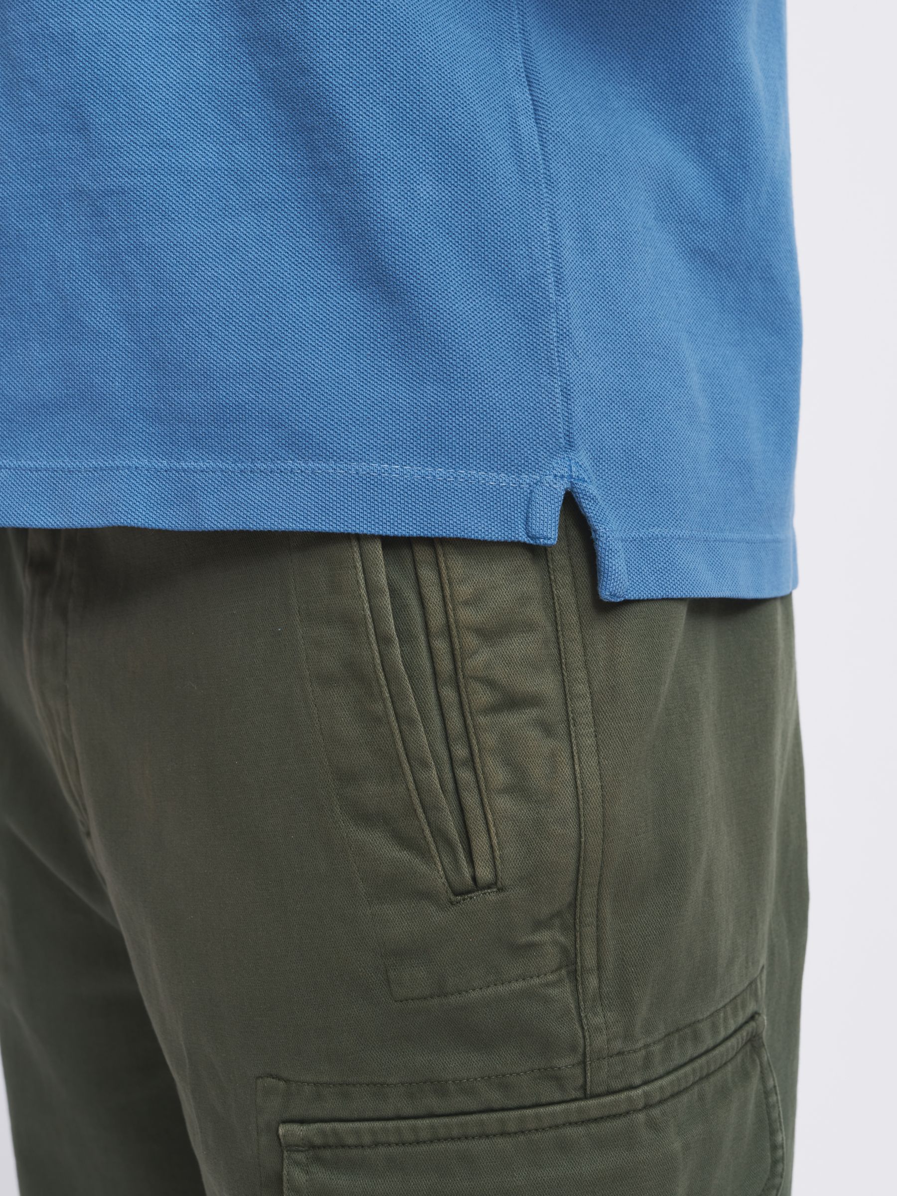 Aubin Hanby Pique Short Sleeve Polo Shirt, Pale Blue, S