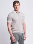 Aubin Dryden Cotton & Cashmere Knitted Short Sleeve Polo Shirt, Light Grey