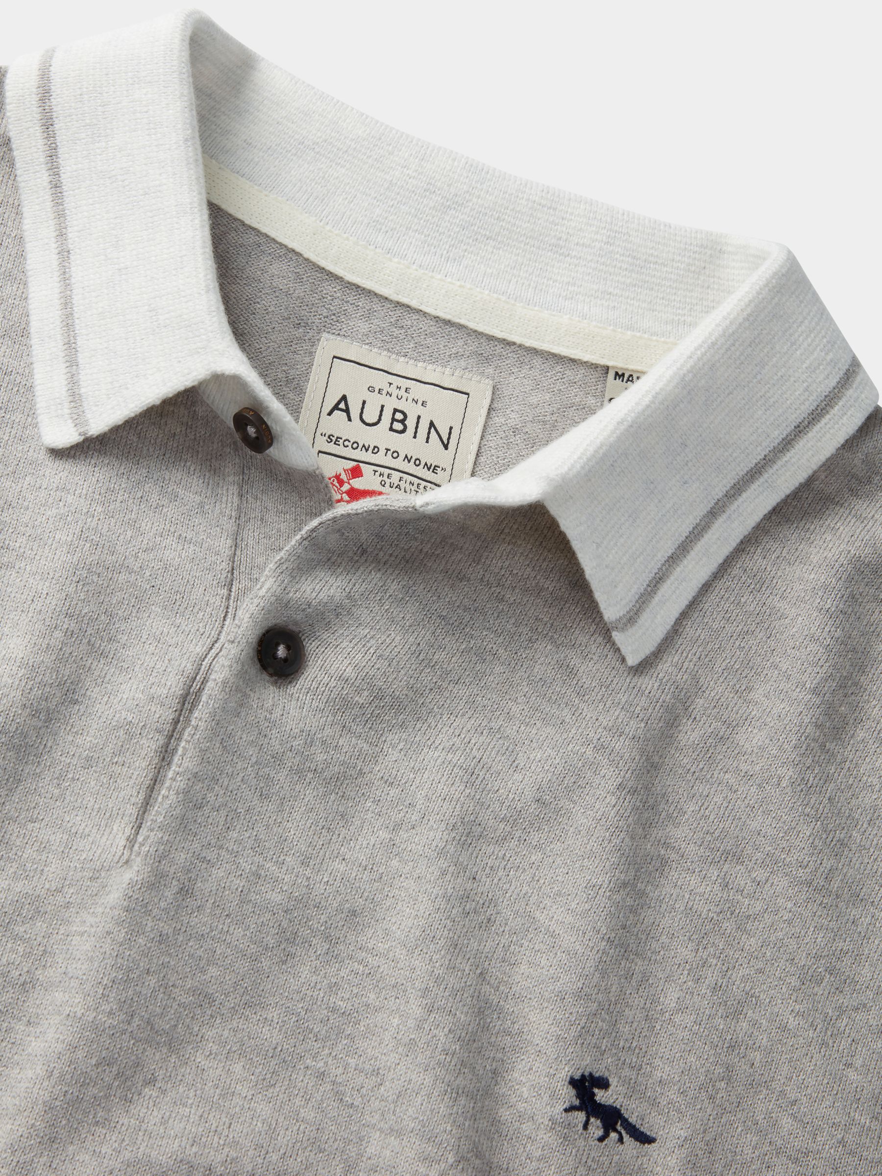 Aubin Dryden Cotton & Cashmere Knitted Short Sleeve Polo Shirt, Light ...