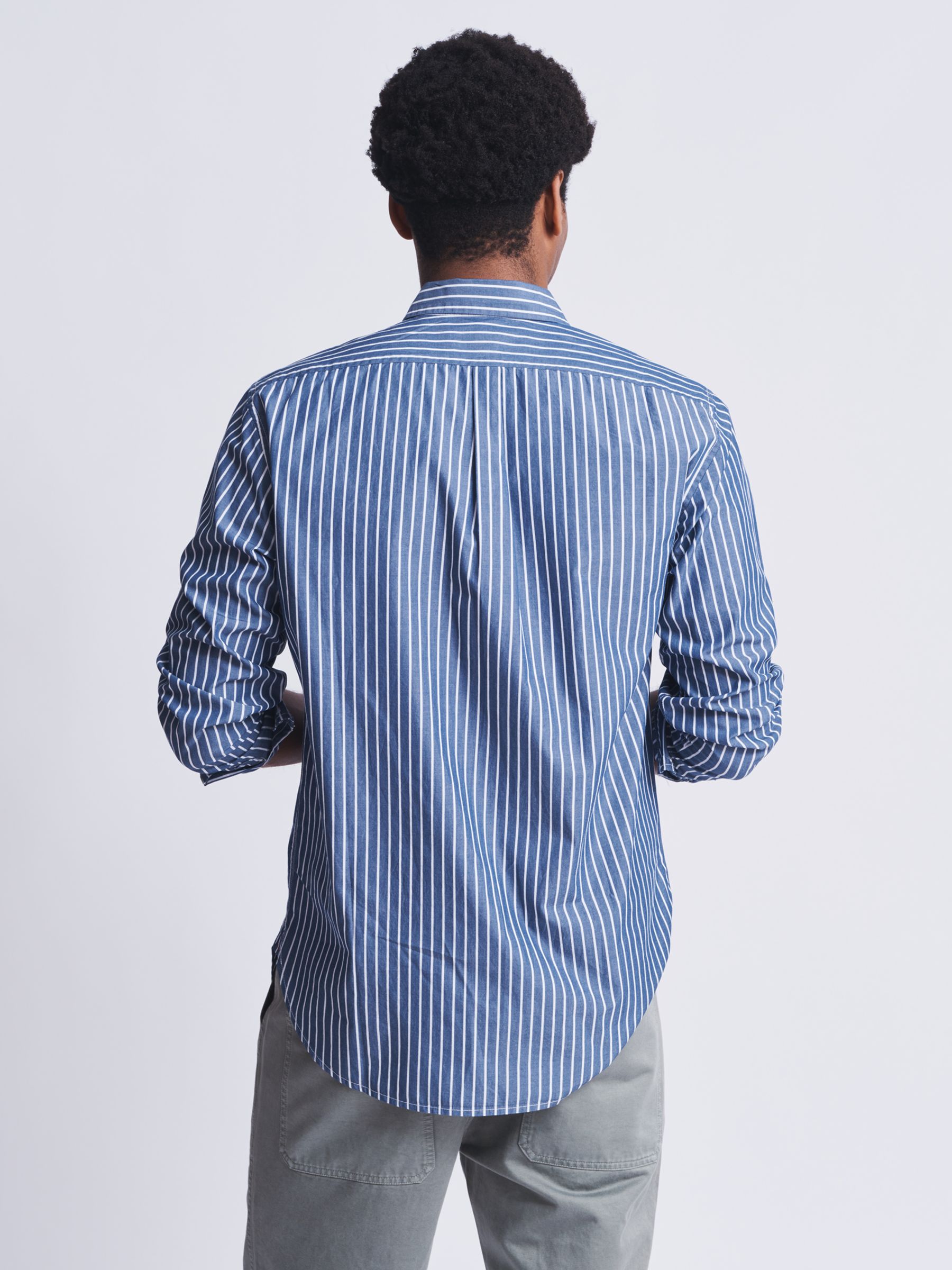 Aubin Gladstone Cotton Poplin Shirt, Blue/White, S