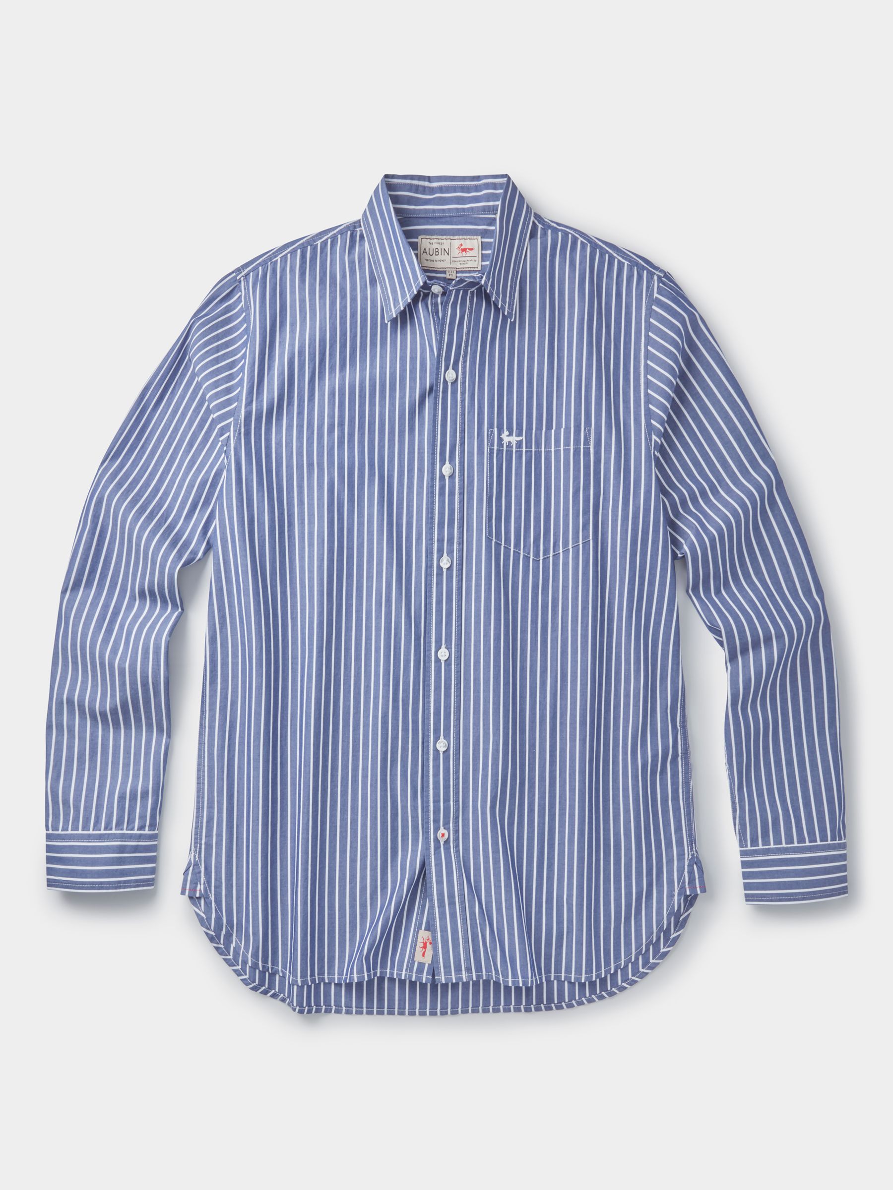 Aubin Gladstone Poplin Shirt, Blue/White at John Lewis & Partners