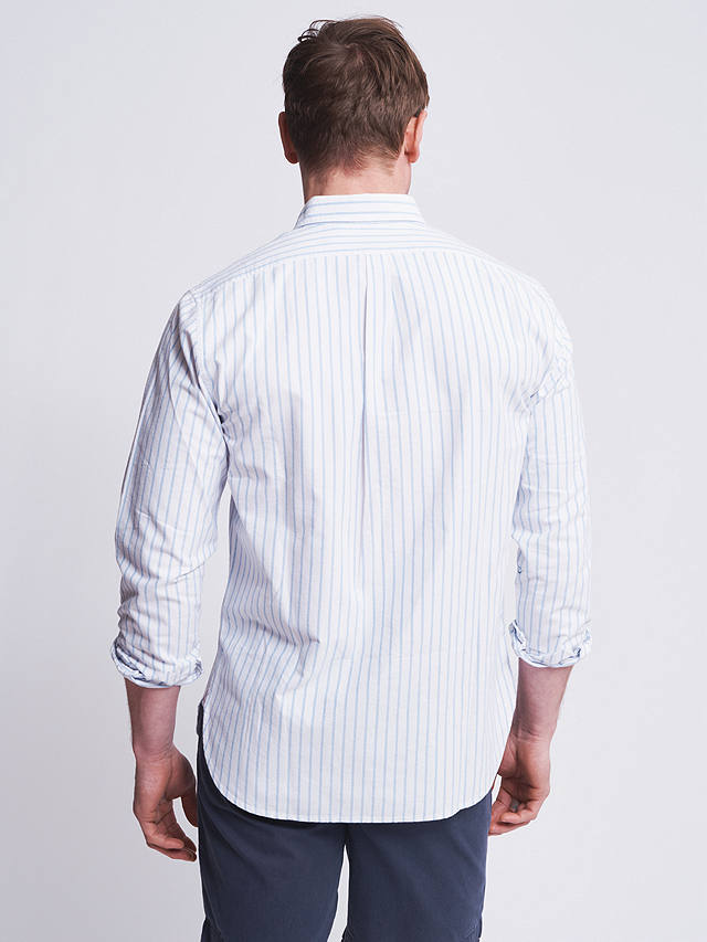 Aubin Aldridge Oxford Cotton Button Down Striped Shirt, Wide Blue Stripe