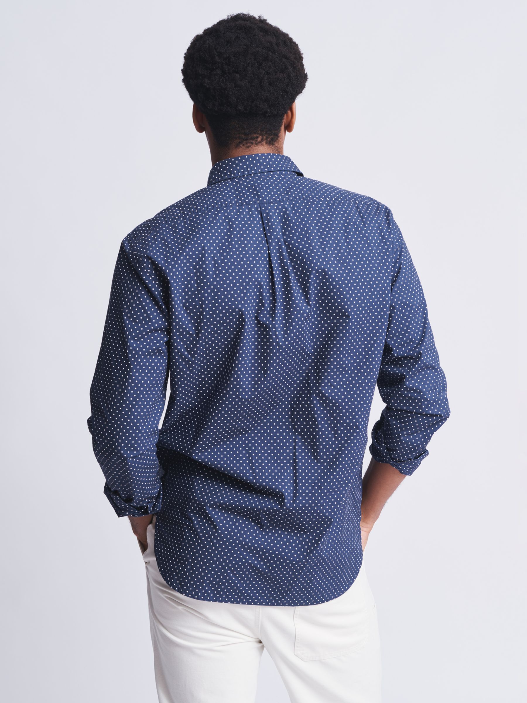 Aubin Bridges Cotton Poplin Long Sleeve Shirt, Blue/White, XXL