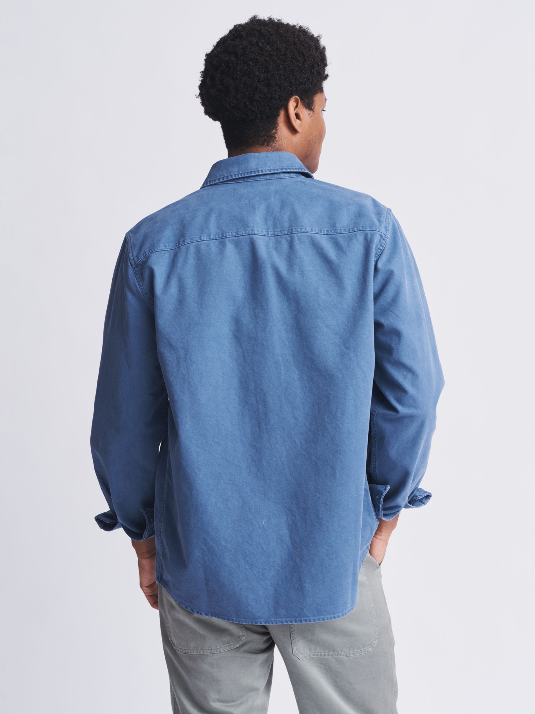 Buy Aubin Dovedale Cotton Cavalry Twill Overshirt, Blue Online at johnlewis.com