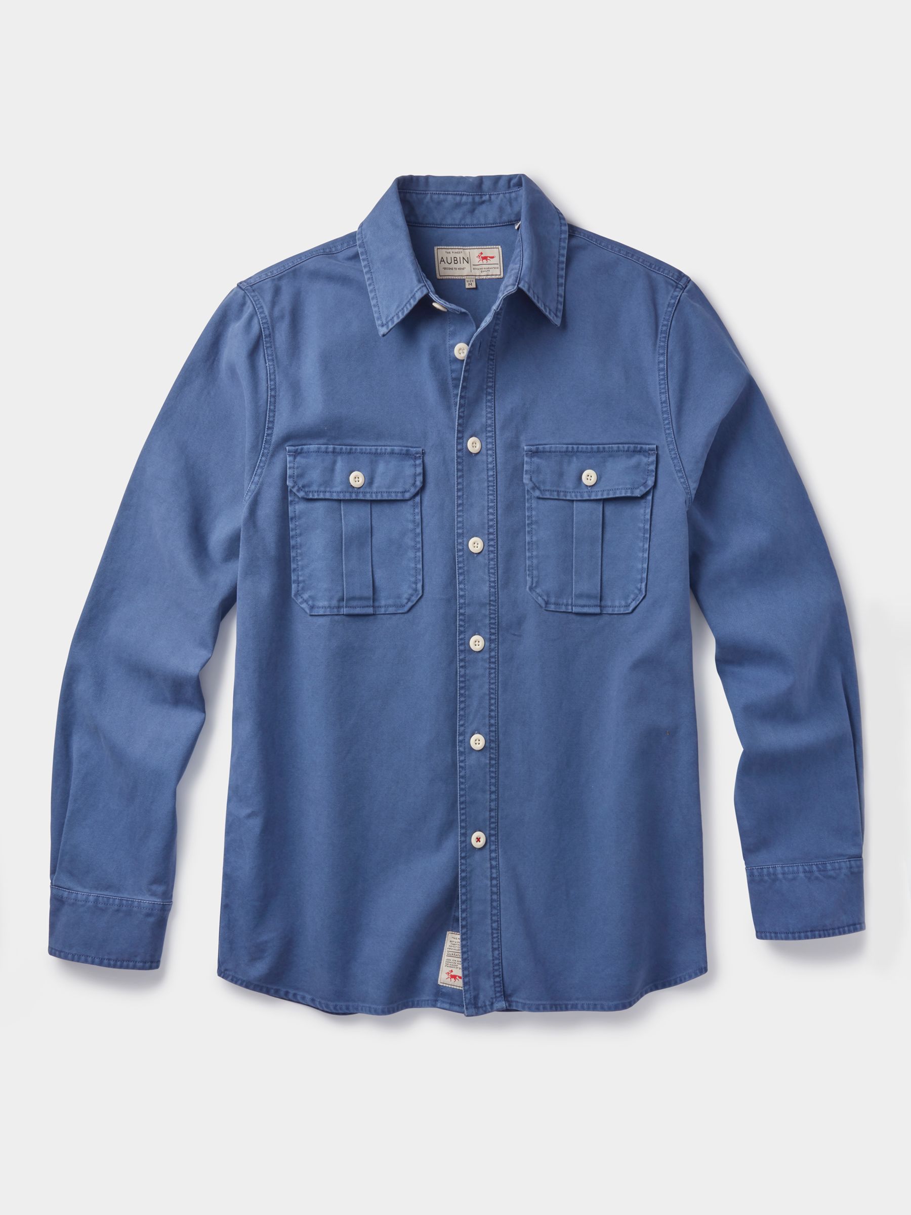 Buy Aubin Dovedale Cotton Cavalry Twill Overshirt, Blue Online at johnlewis.com