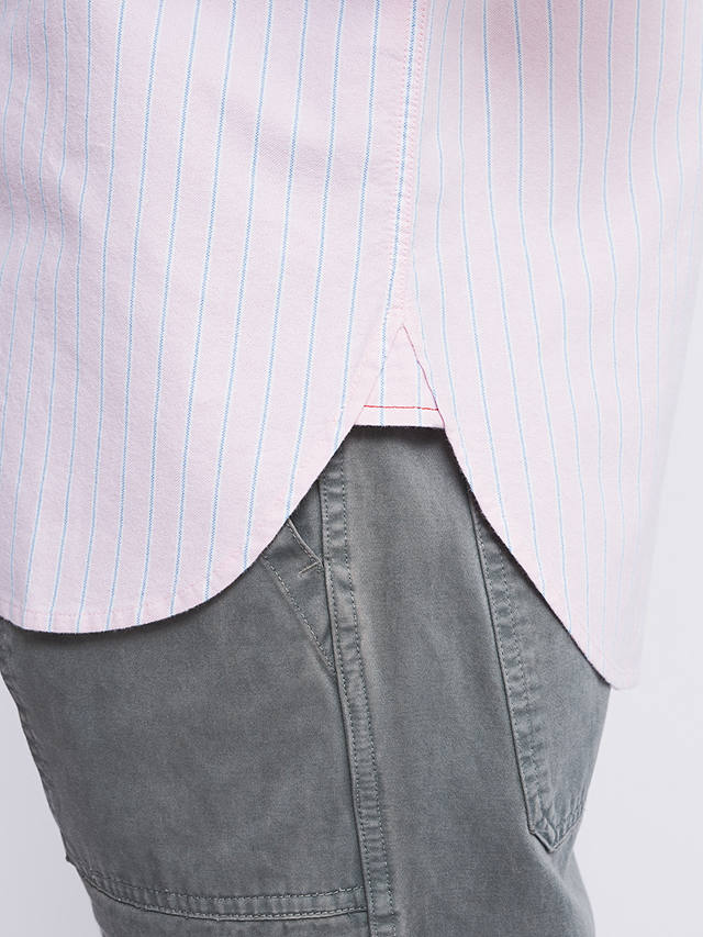 Aubin Aldridge Oxford Cotton Button Down Striped Shirt, Pink/Blue