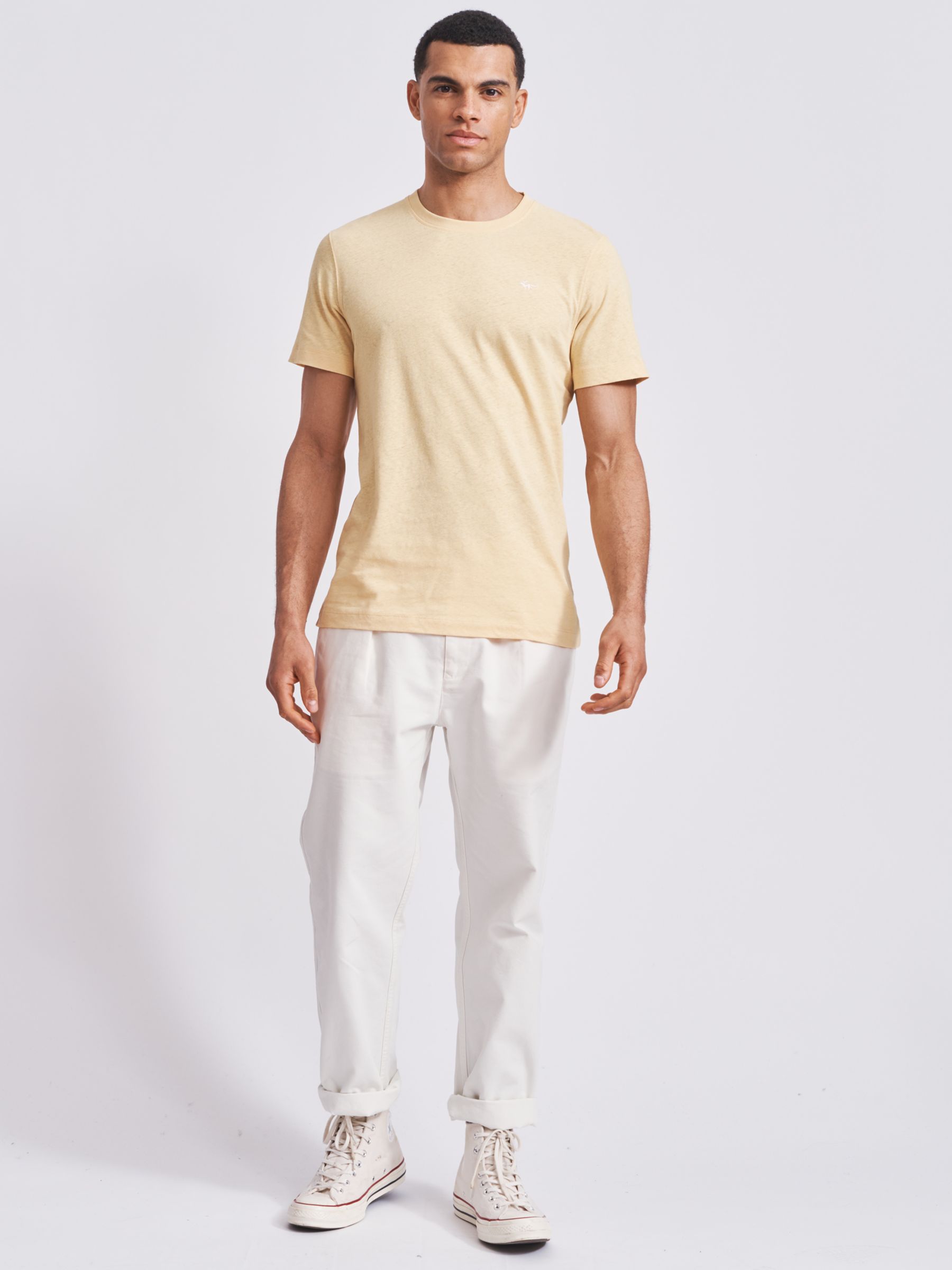 Aubin Hampton Cotton Linen T-Shirt, Yellow, S