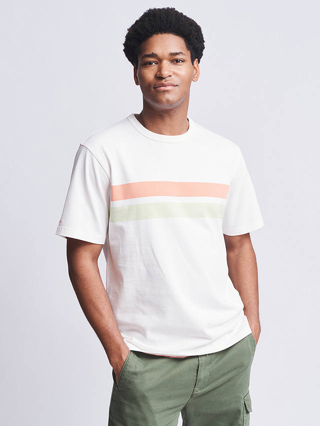 Aubin Santon Relaxed Cotton T-Shirt, Ecru Stripe