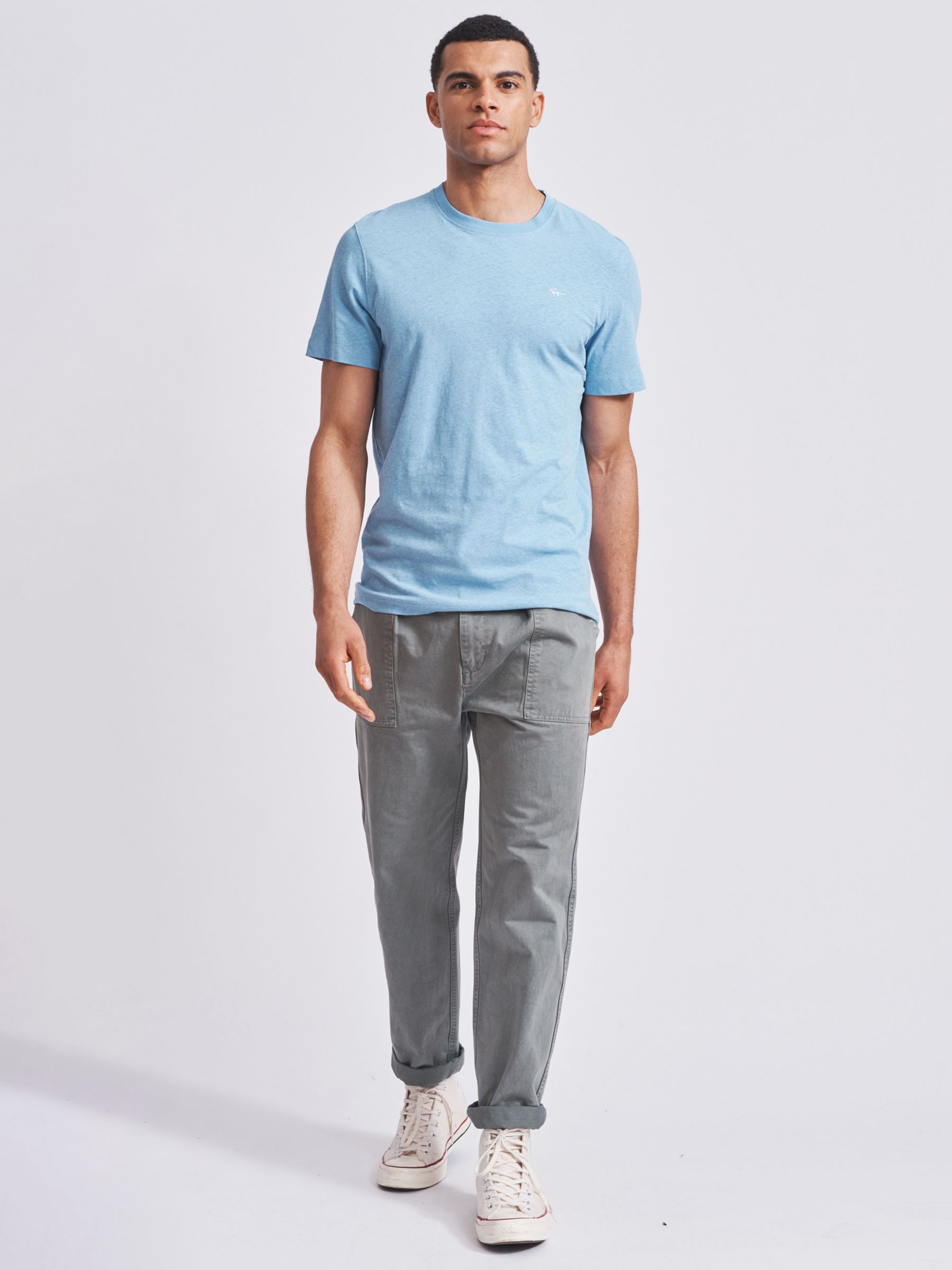 Aubin Hampton Cotton Linen T-Shirt, Blue, S