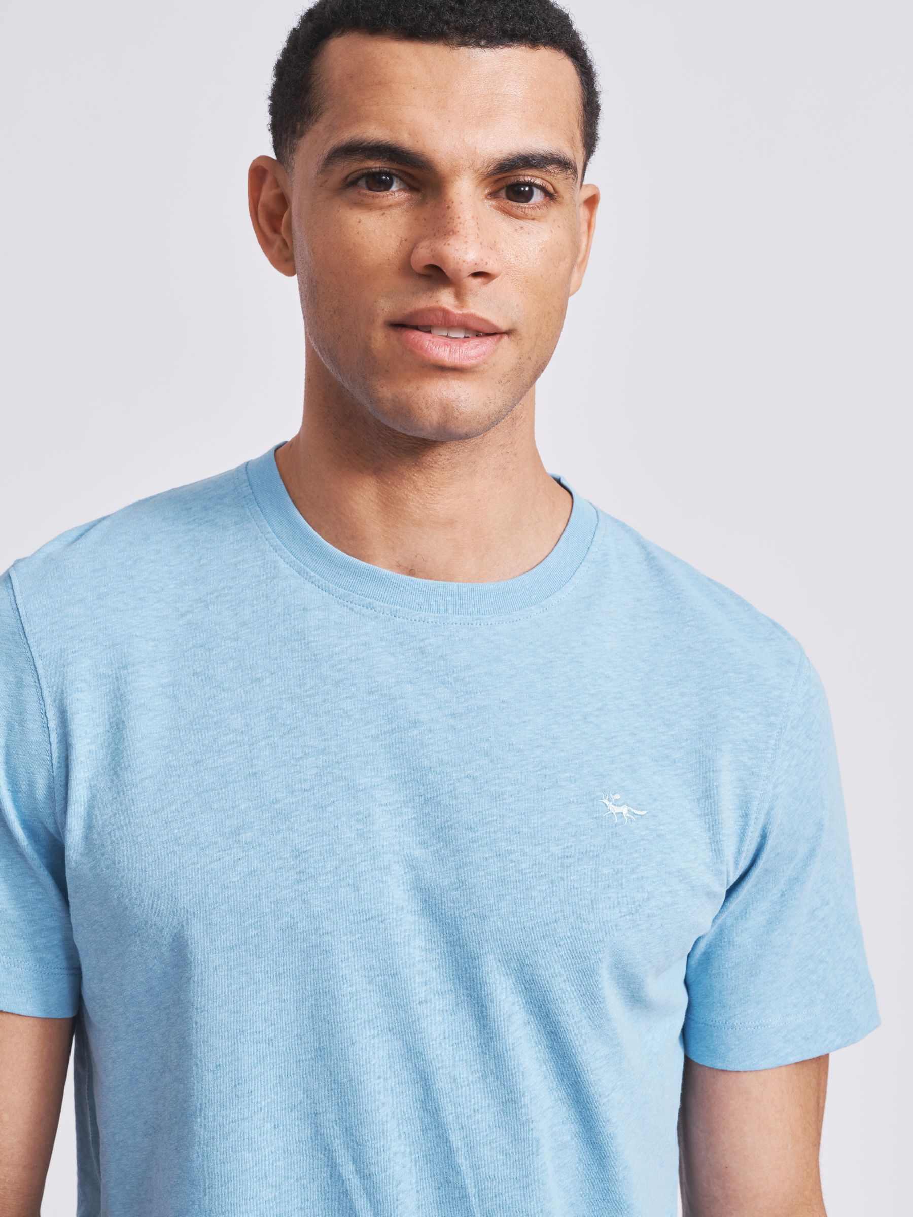 Aubin Hampton Cotton Linen T-Shirt, Blue, S