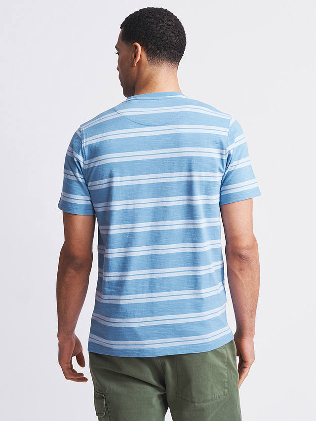 Aubin Berkeley Slub Cotton T-Shirt, Blue Stripe
