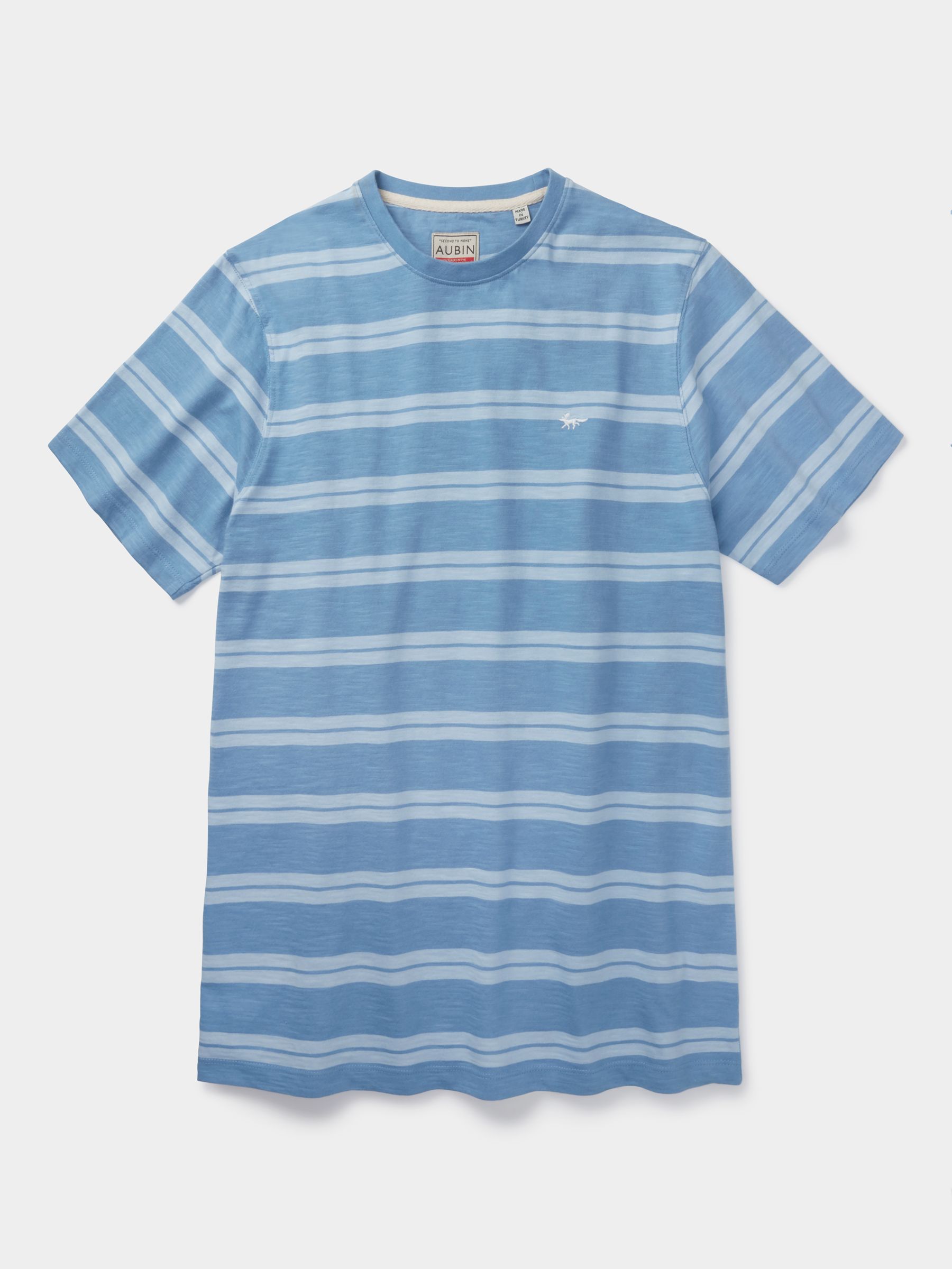 Aubin Berkeley Slub Cotton T-Shirt, Blue Stripe, S