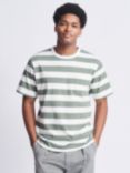 Aubin Santon Relaxed Cotton T-Shirt, Khaki Stripe