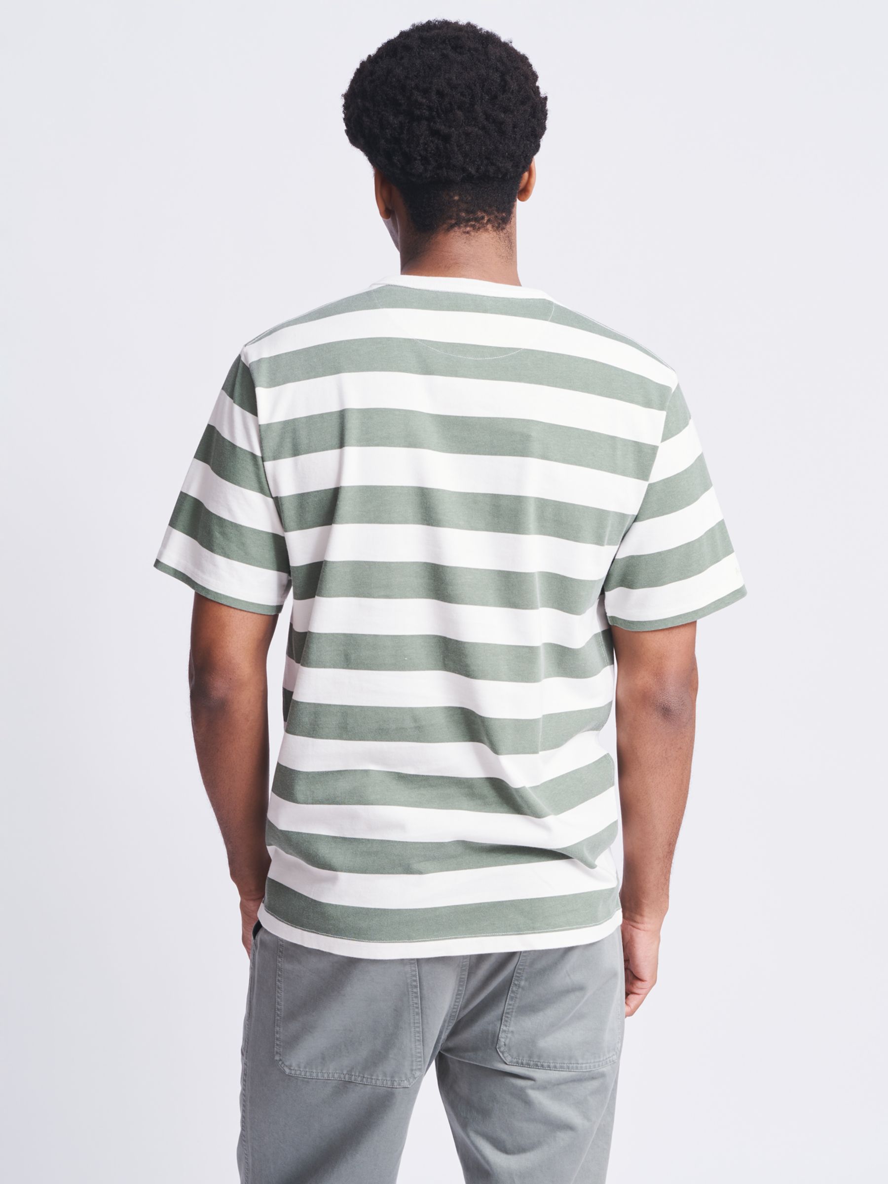 Aubin Santon Relaxed Cotton T-Shirt, Khaki Stripe, S