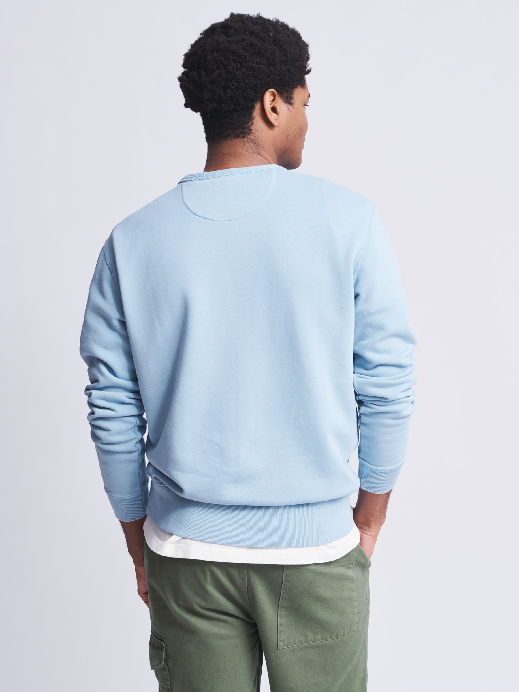 Aubin Vestry Crew Neck Cotton Sweatshirt, China Blue, XS