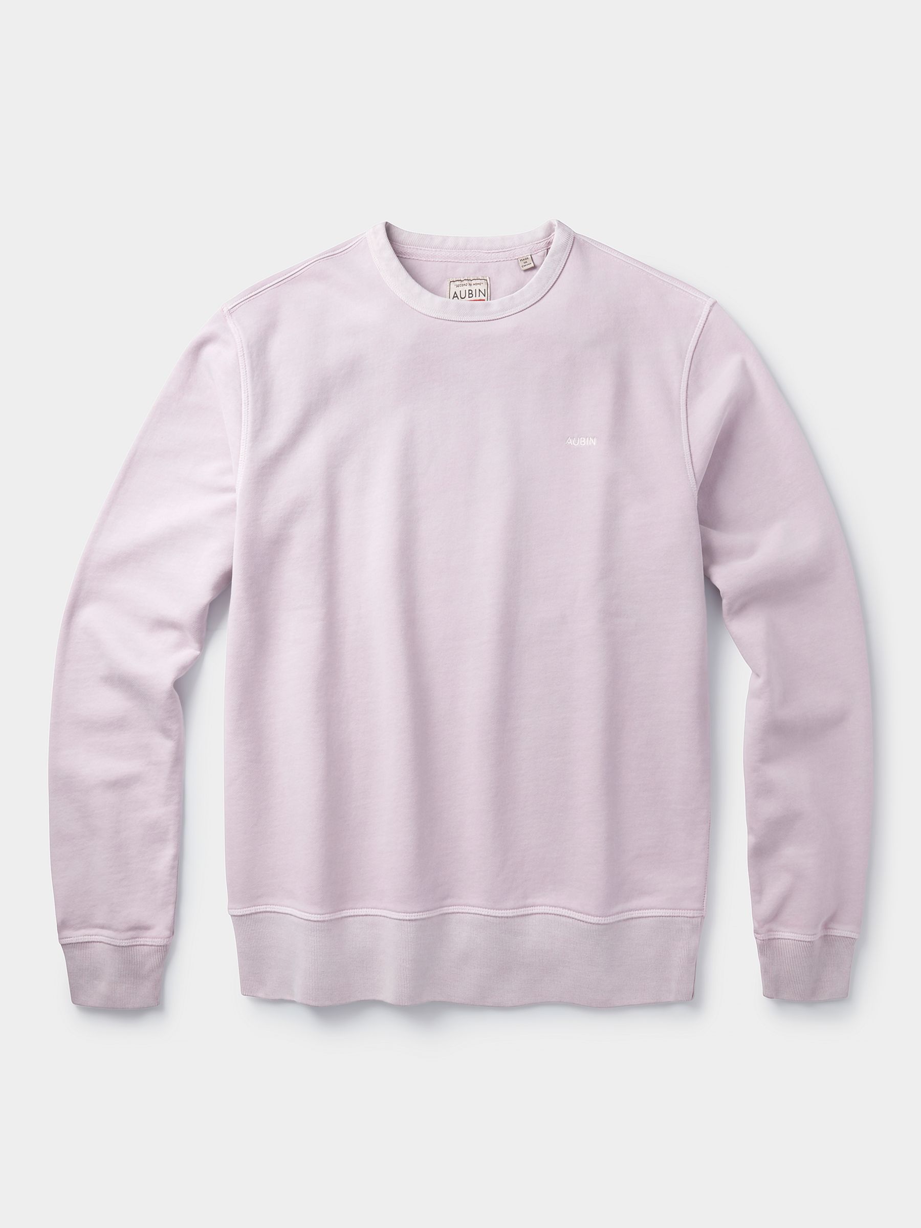 Aubin Vestry Crew Neck Cotton Sweatshirt, Washed Lilac, XS