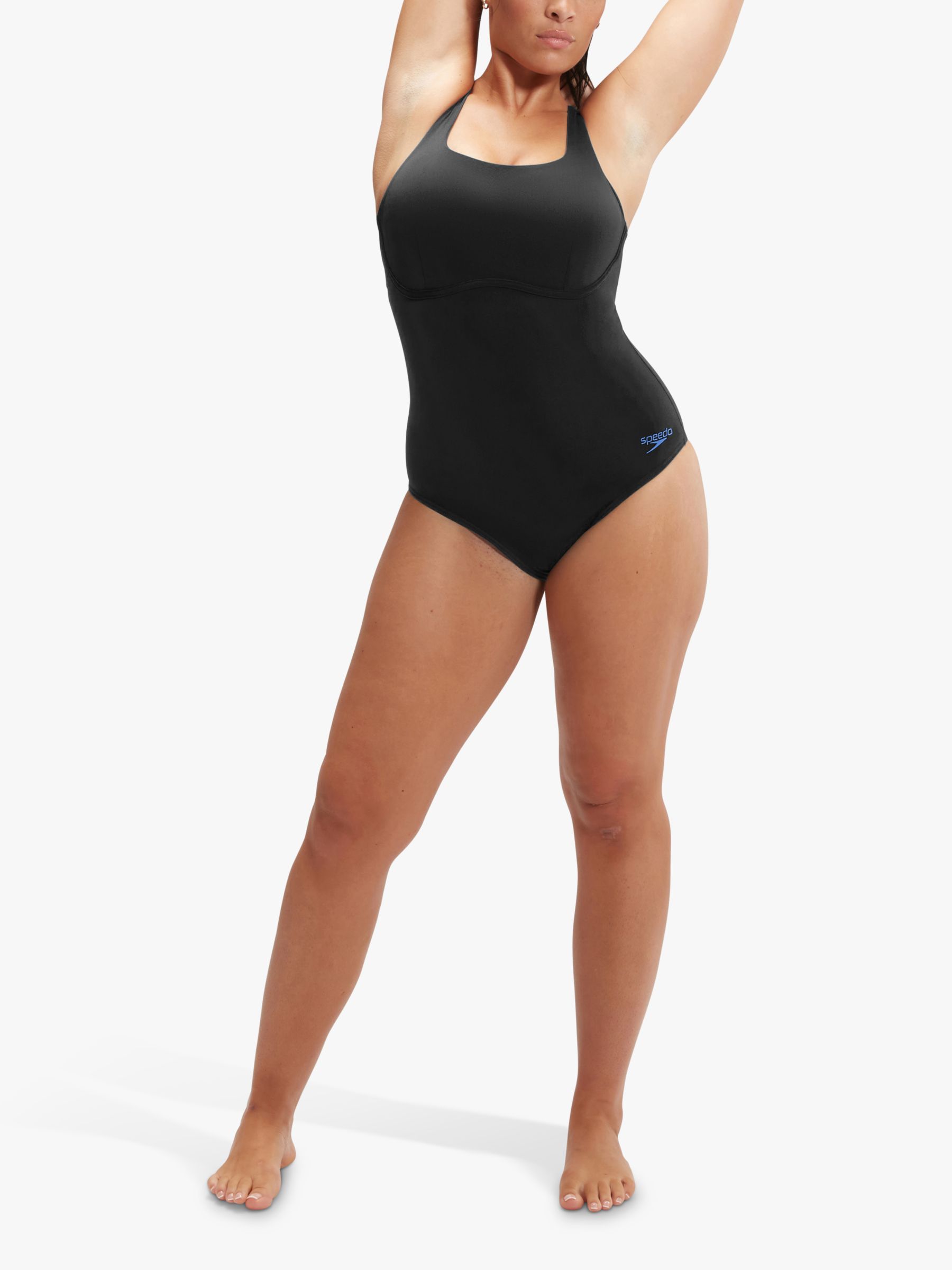 Sweaty Betty Vista High Neck Swimsuit, Black at John Lewis & Partners